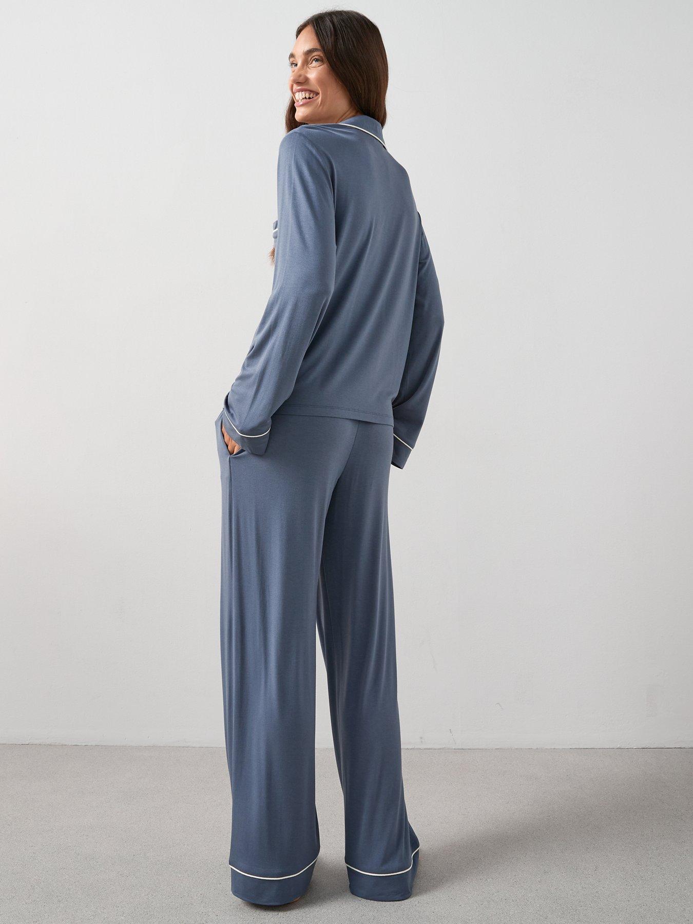 Image 6 of 6 of The Very Collection Jersey Revere Pj Set - Blue