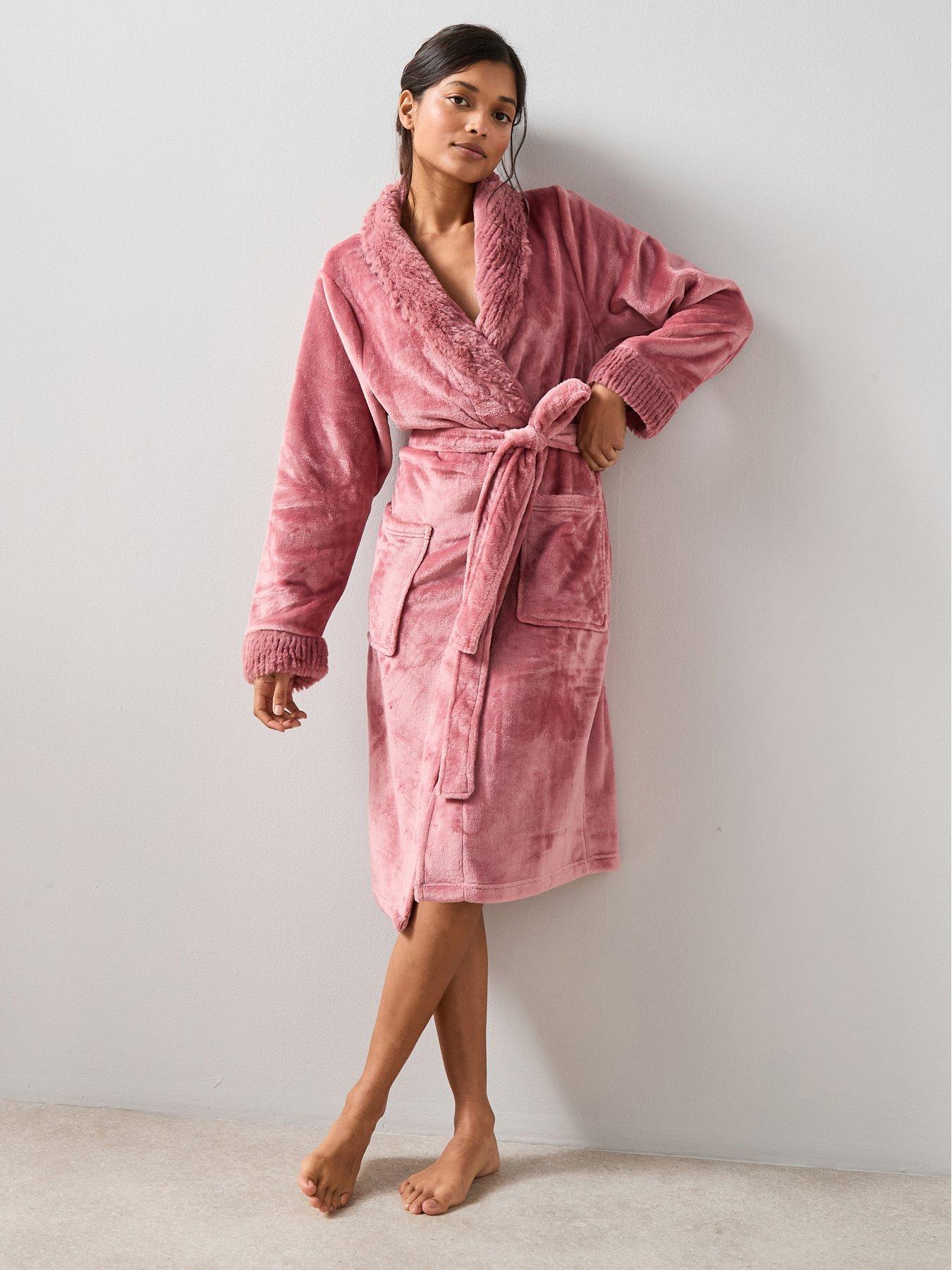 The Very Collection Fur Trim Dressing Gown