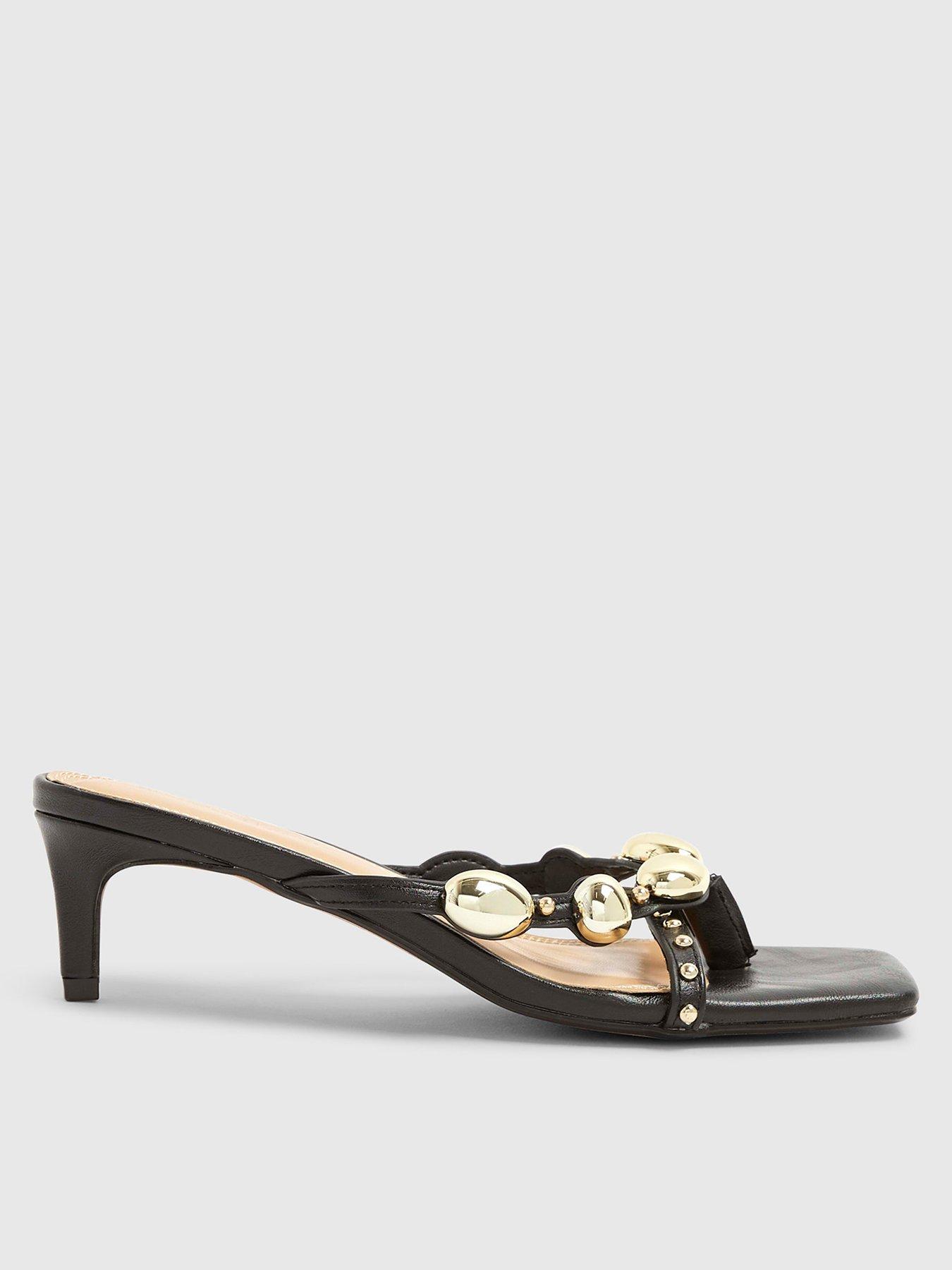 undefined Studded Skinny Heel Sandal - Black