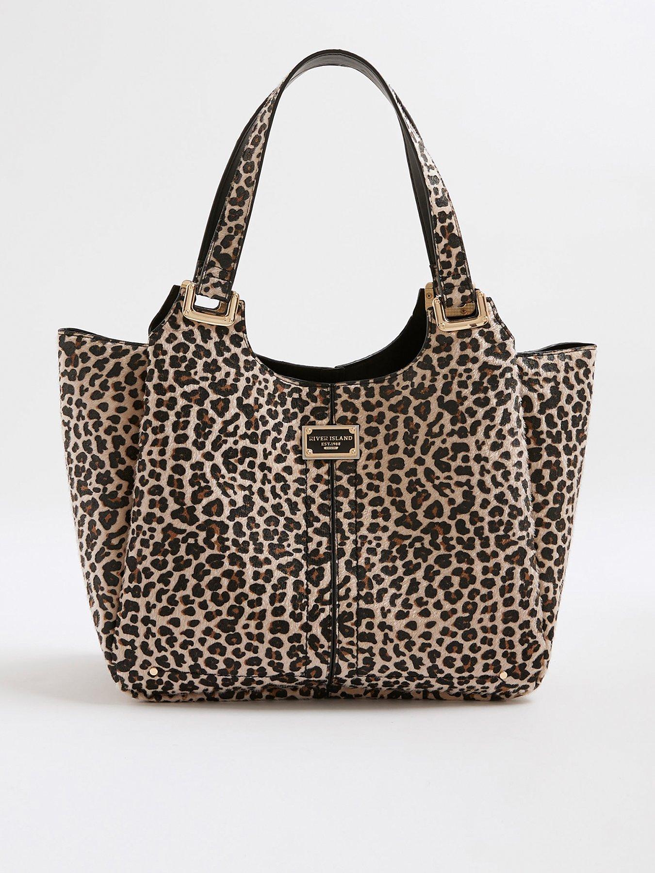 Image 2 of 5 of River Island Leopard Winged Slouch Bag - Beige