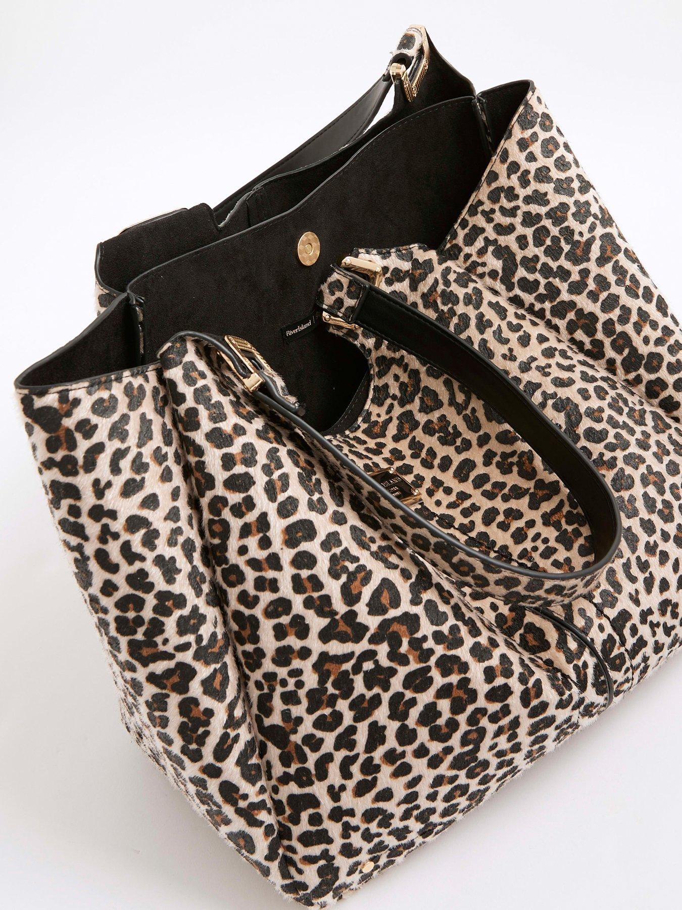 Image 5 of 5 of River Island Leopard Winged Slouch Bag - Beige
