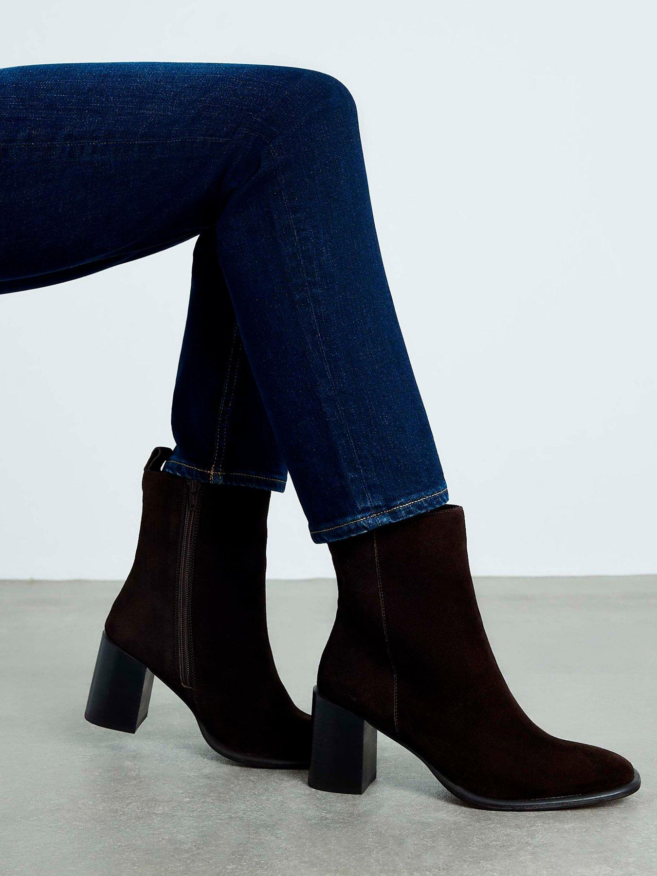 River Island Suede Square Toe Boot - Brown