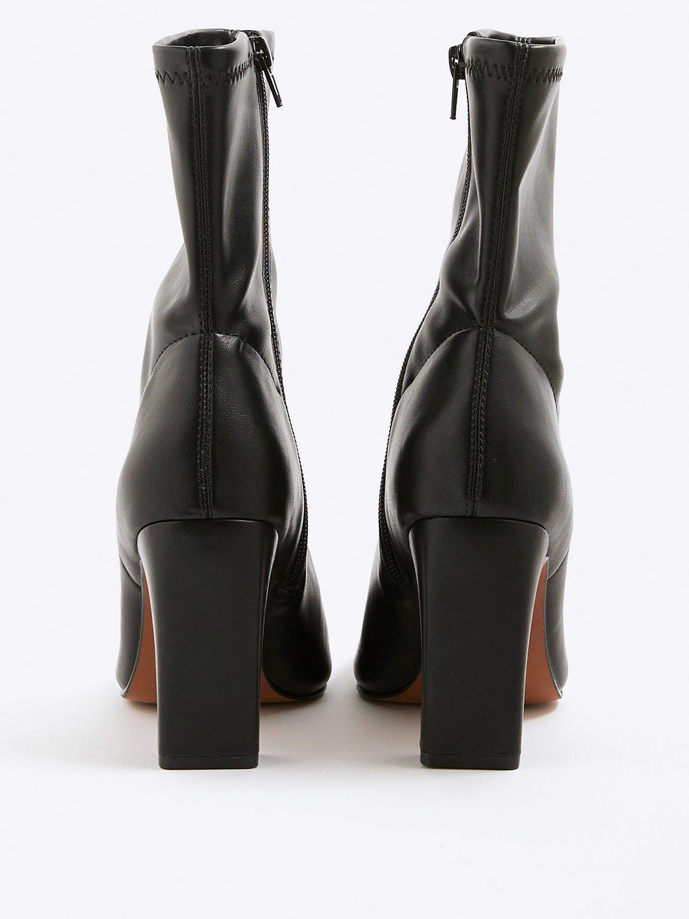 Image 2 of 6 of River Island Square Heel Stretch Boot - Black