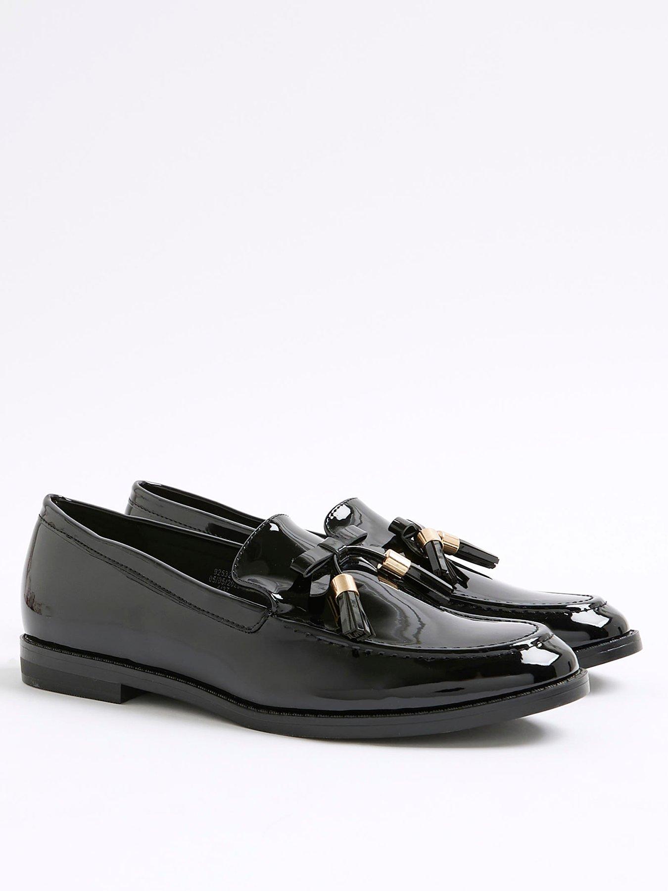 Image 3 of 5 of River Island Patent Tassel Loafer - Black
