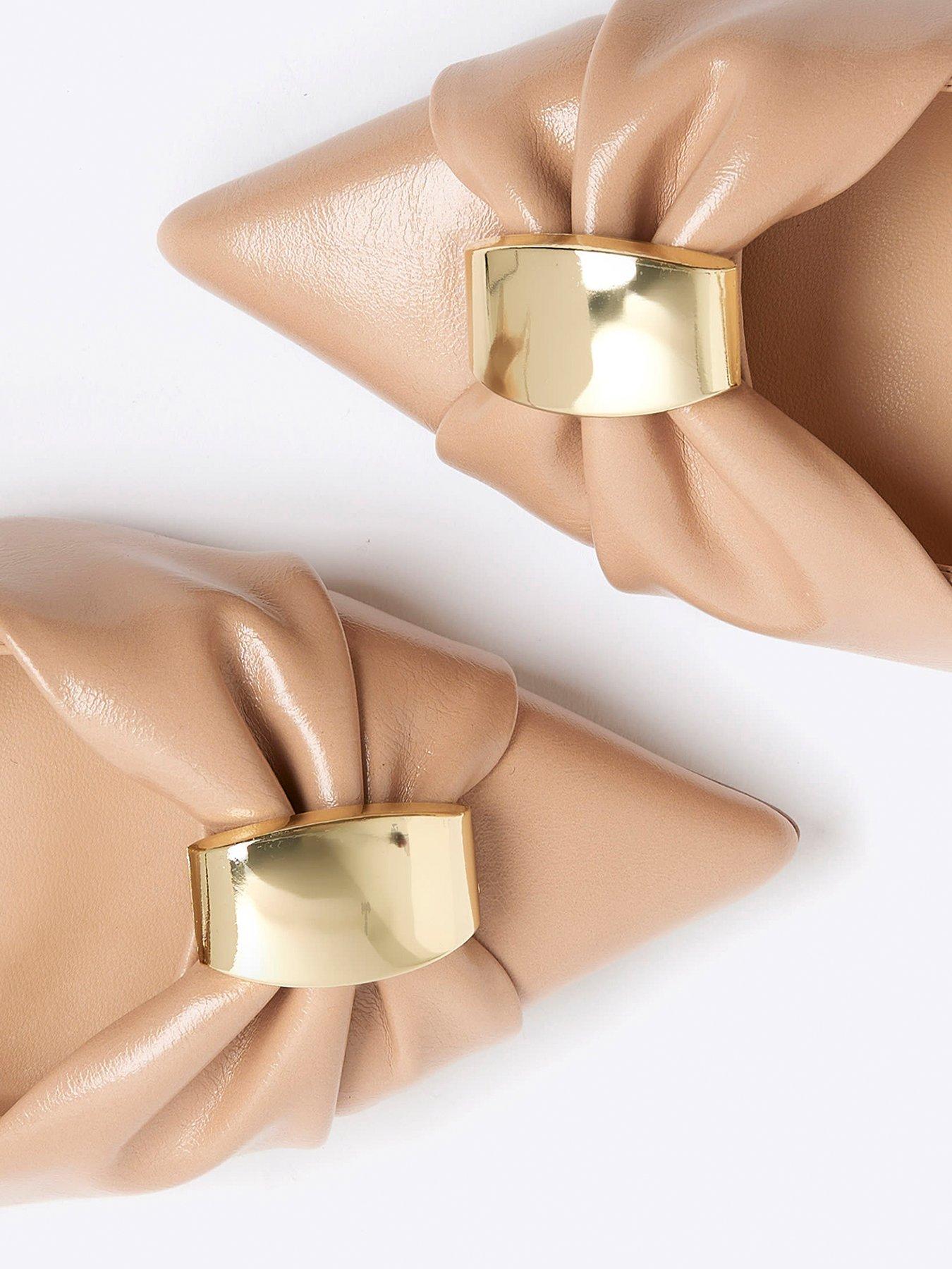 Image 4 of 6 of River Island Ruched Hardware Slingback - Beige