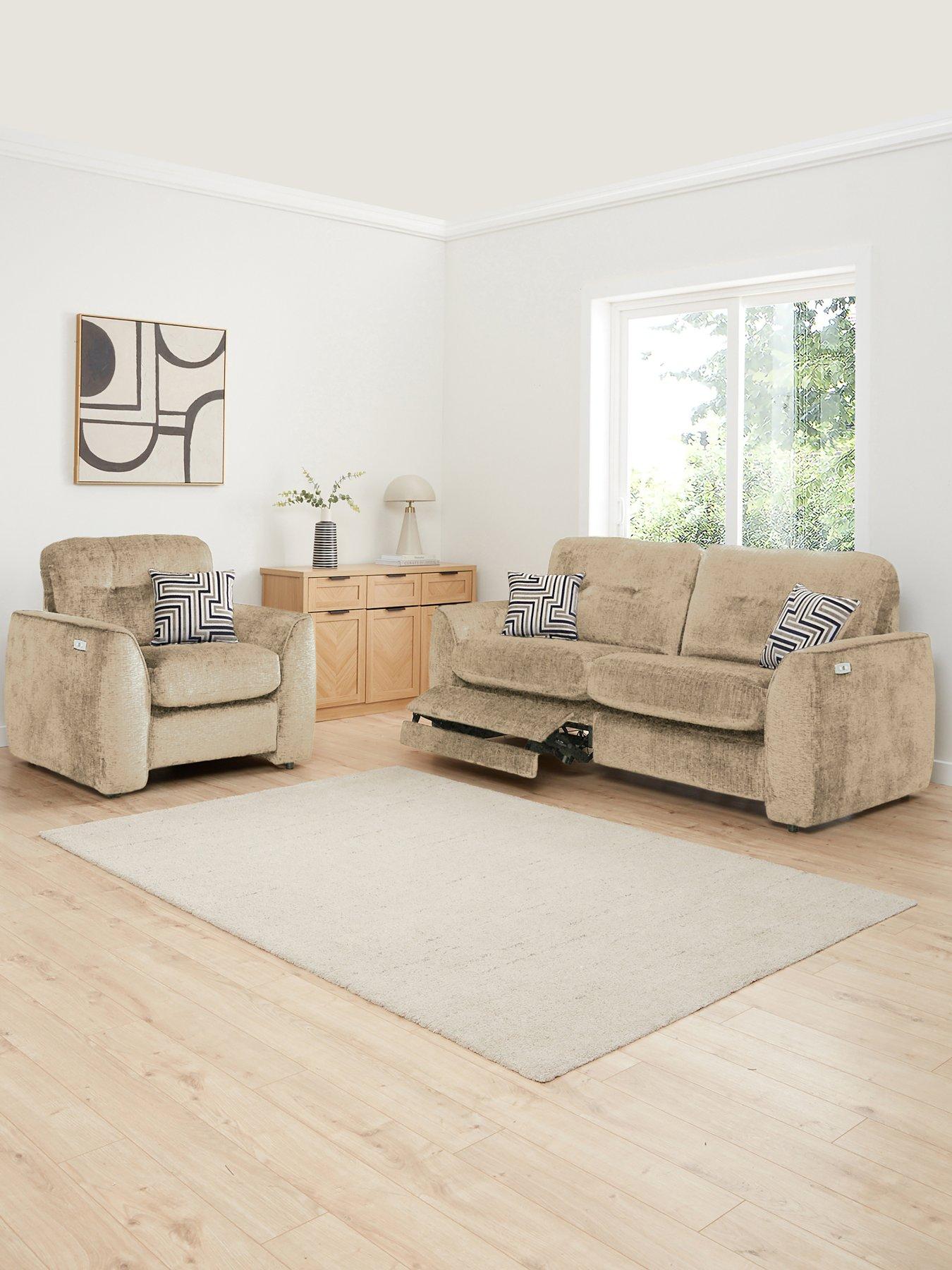 Very Home Margate Fabric 3 Seater Power Incliner Sofa + Armchair Set (Buy  &  SAVE!) - Made to Order in the UK