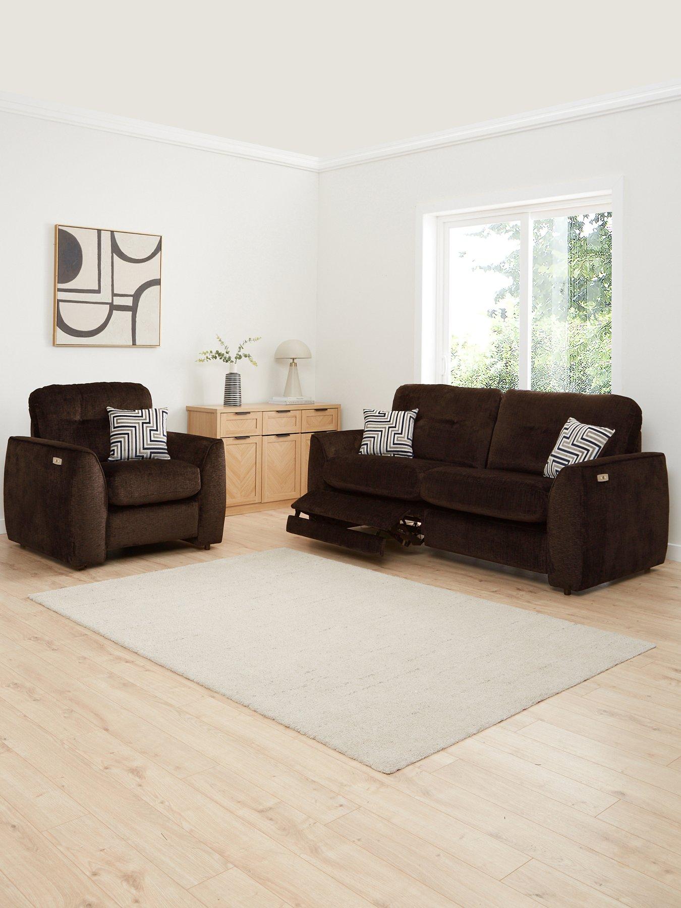 Very Home Margate Fabric 3 Seater Power Incliner Sofa + Armchair Set (Buy  &  SAVE!) - Made to Order in the UK