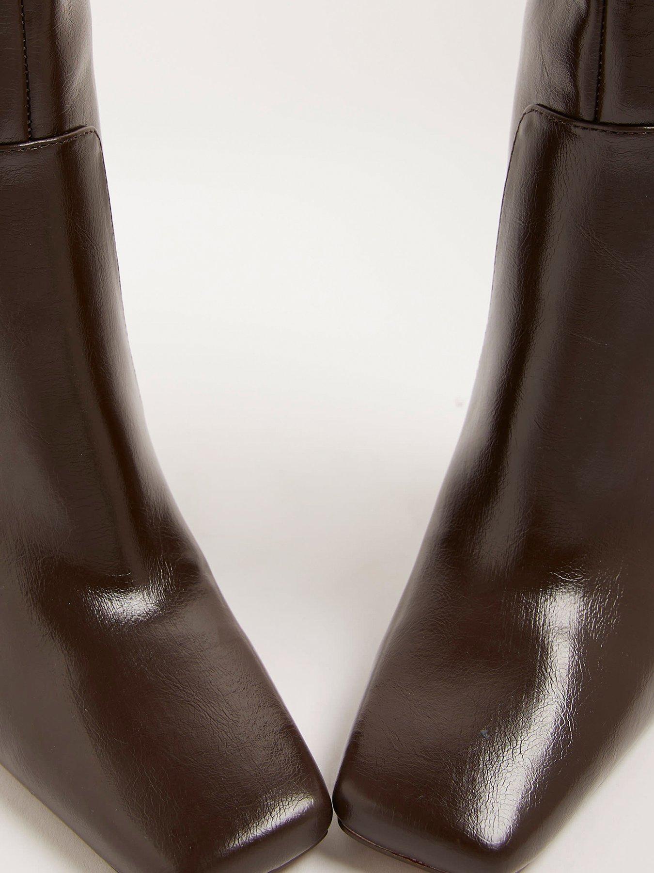 Image 5 of 6 of River Island Chisel Toe High Leg Boot - Brown