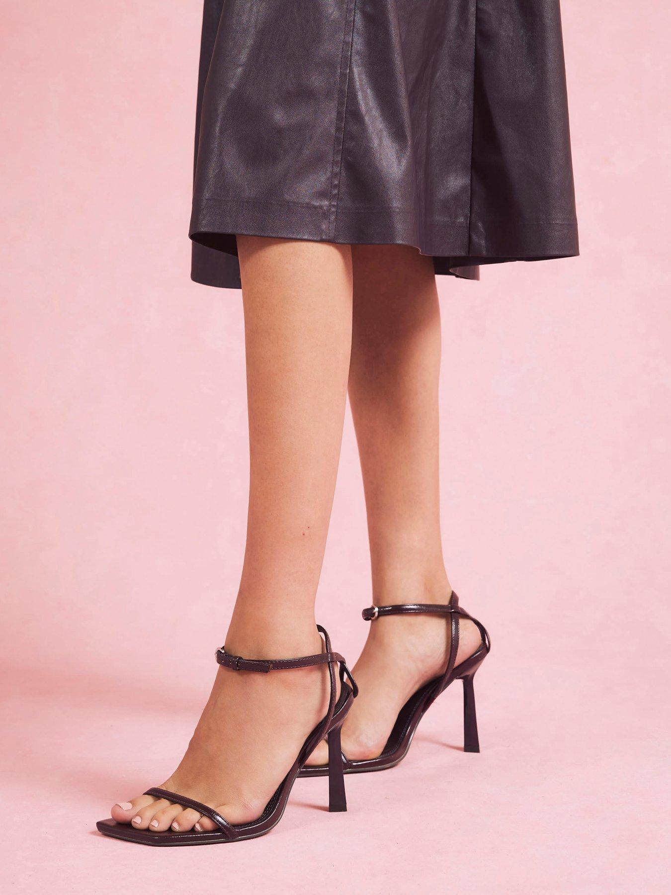 Image 1 of 4 of River Island Angled Barely There Sandal - Red