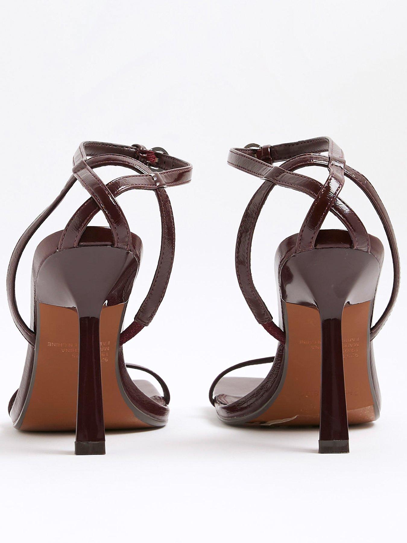 Image 2 of 4 of River Island Angled Barely There Sandal - Red