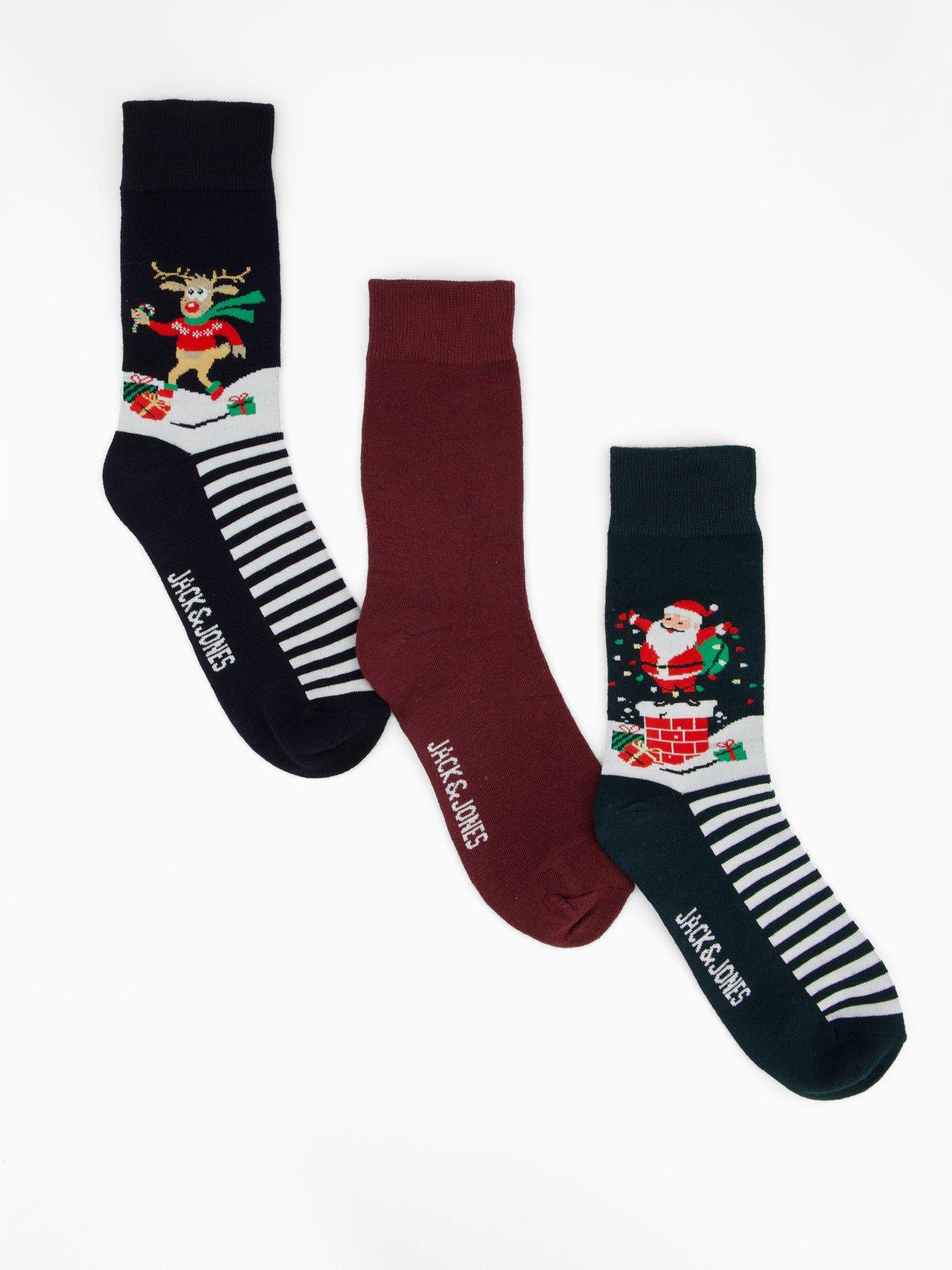  image of jack-jones-snowy-3-pack-crew-socks-christmas-giftbox-multi