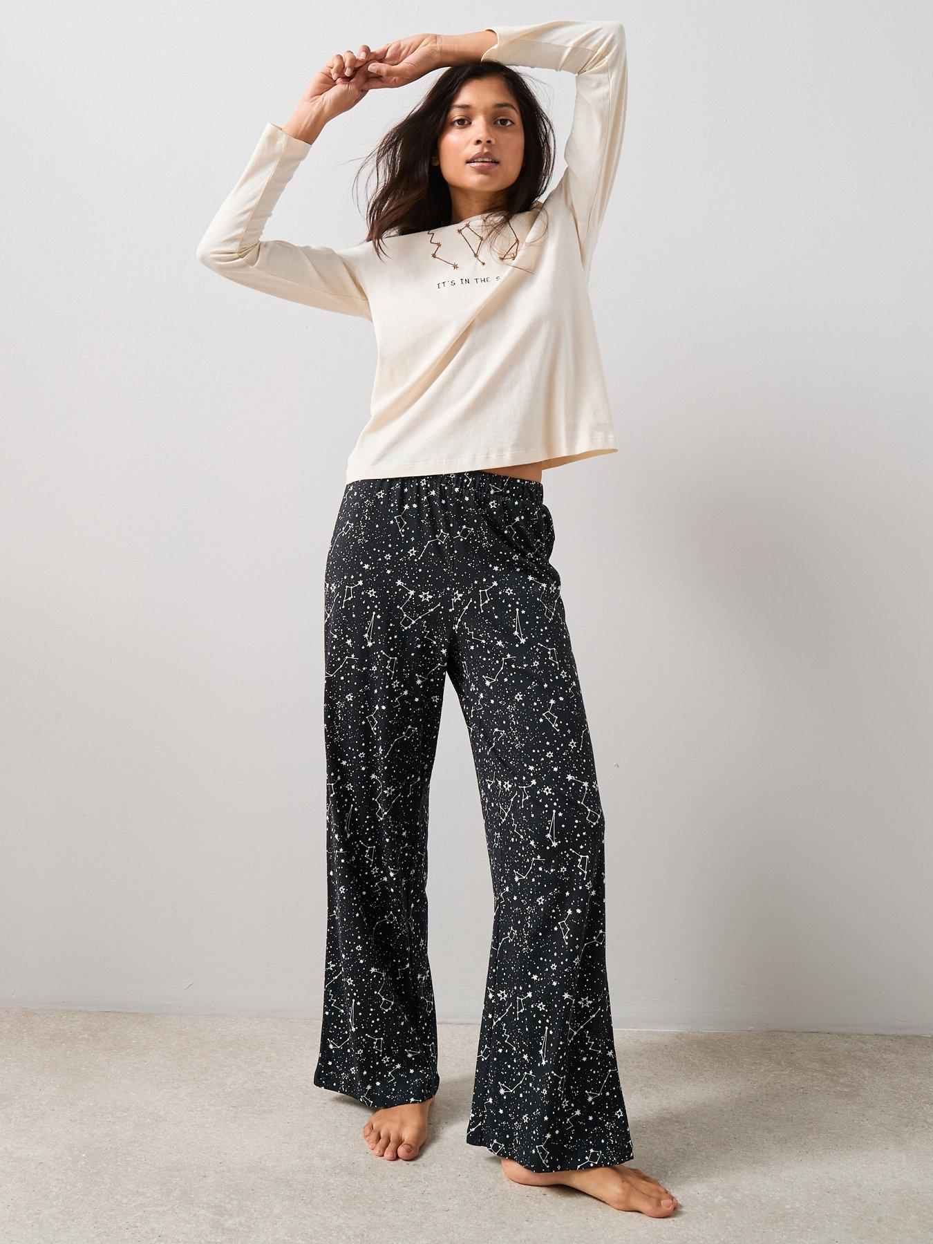 Image 5 of 7 of The Very Collection Constellations Star Print With Wide Leg Bottom Pyjama Set - Multi