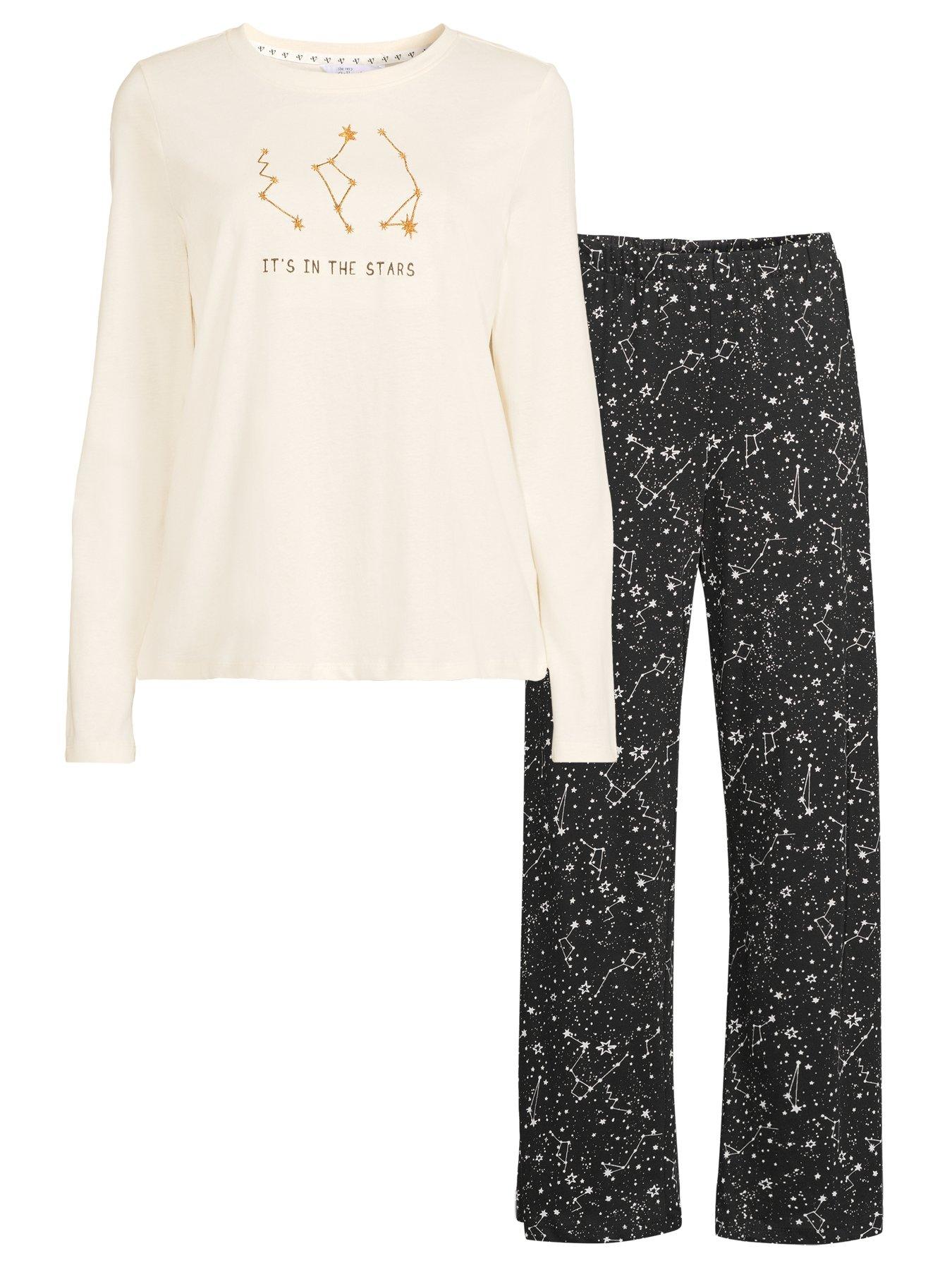 Image 7 of 7 of The Very Collection Constellations Star Print With Wide Leg Bottom Pyjama Set - Multi