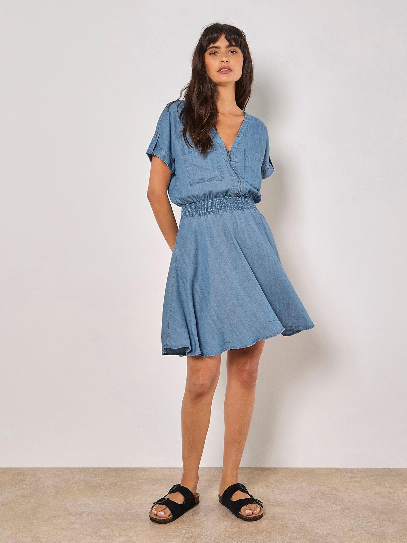 apricot-denim-smocked-mini-dress-blue
