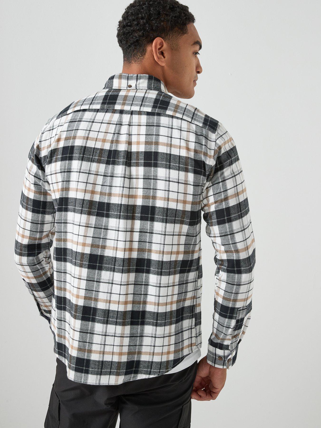  image of jack-jones-barkley-flannel-long-sleeve-check-shirt-grey