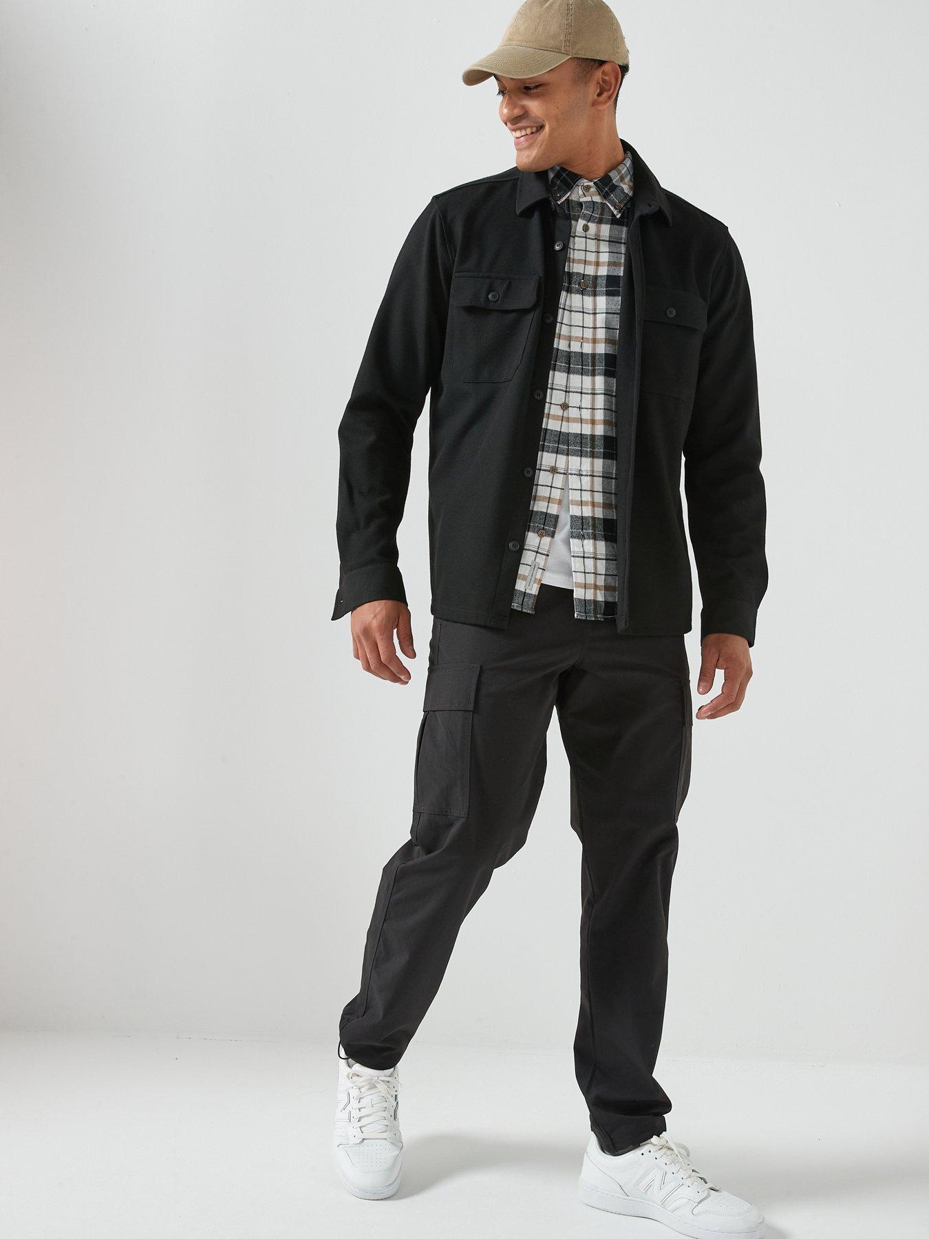  image of jack-jones-barkley-flannel-long-sleeve-check-shirt-grey