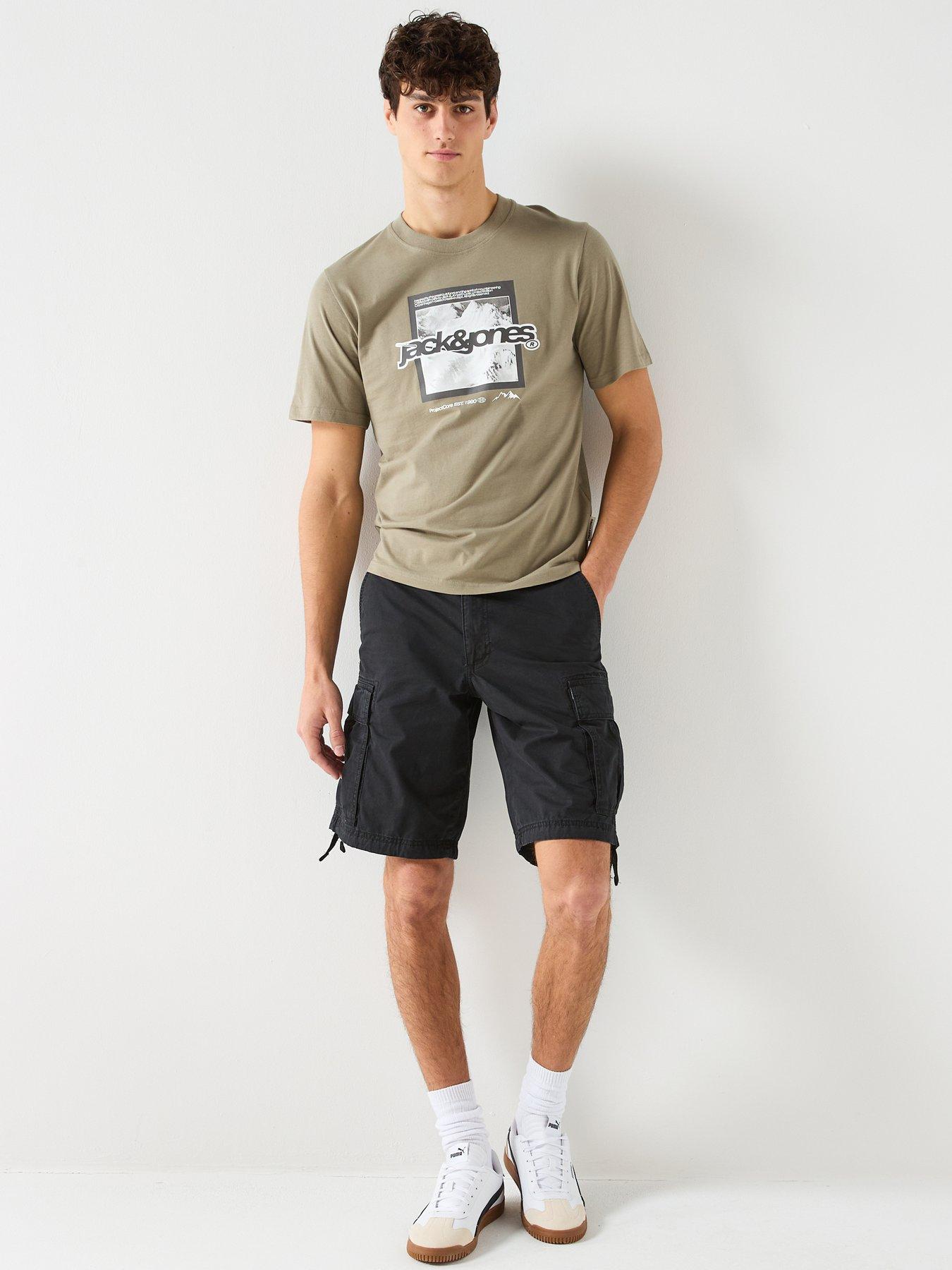  image of jack-jones-flare-branding-t-shirt-khaki