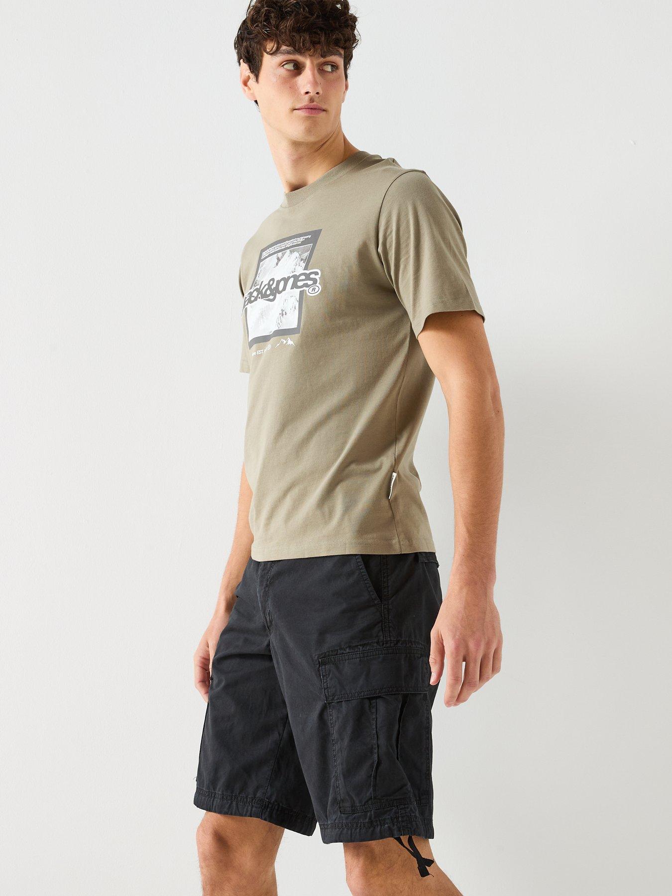  image of jack-jones-flare-branding-t-shirt-khaki