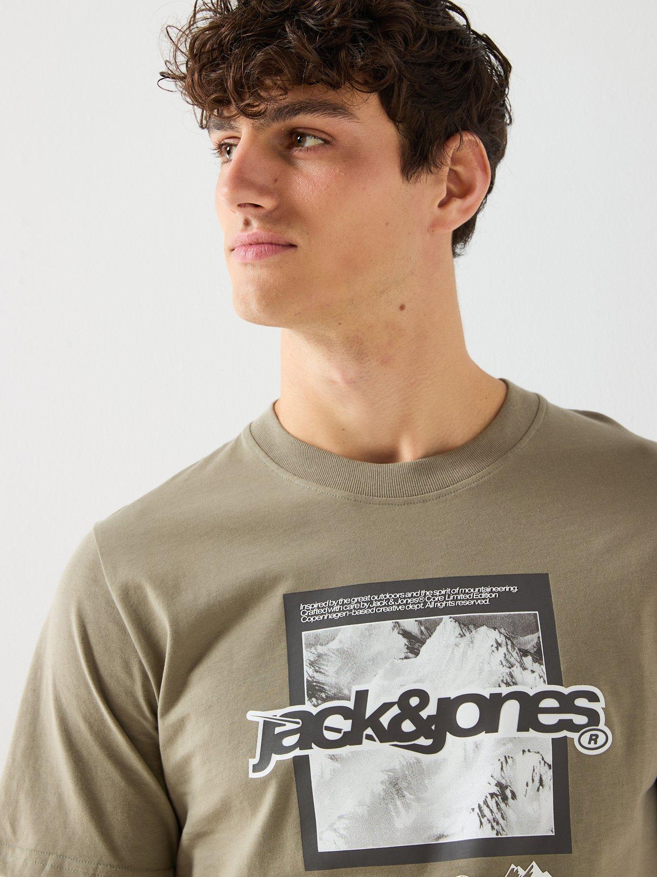  image of jack-jones-flare-branding-t-shirt-khaki