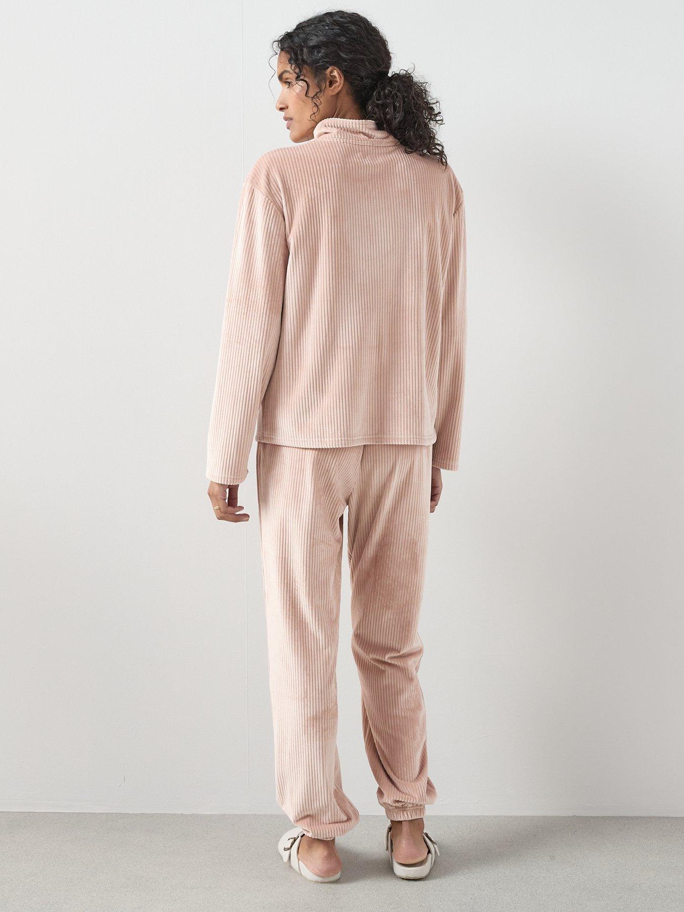 Image 2 of 6 of The Very Collection Velour Half Zip Fleece And Jogger Loungewear Set