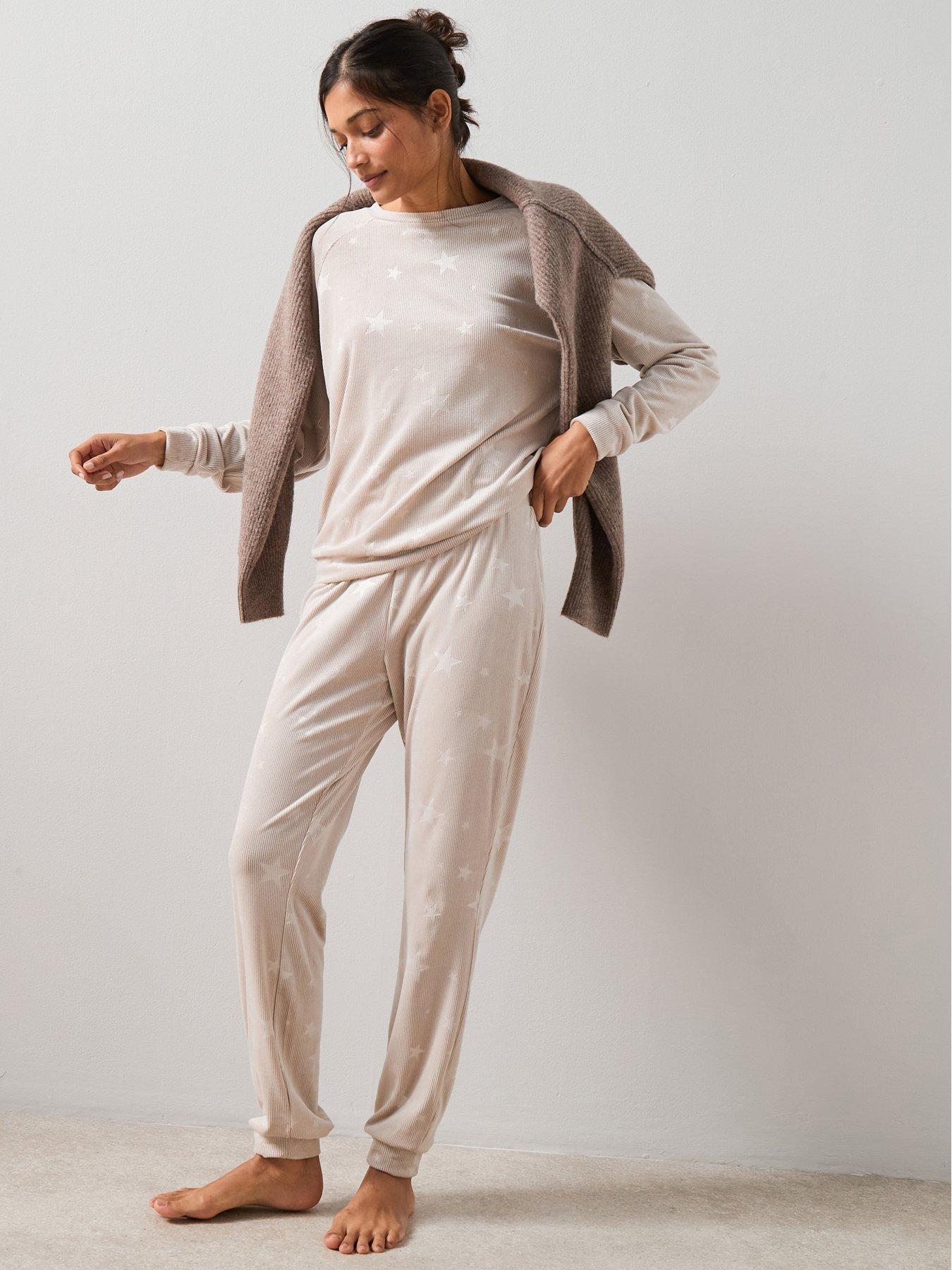 The Very Collection Carved Star Ribbed Loungewear Set - Cream