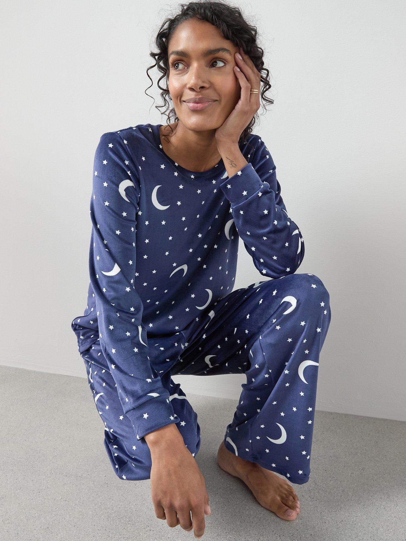 The Very Collection Soft Touch Long Sleeve Moon Print Wide Leg Pj Set
