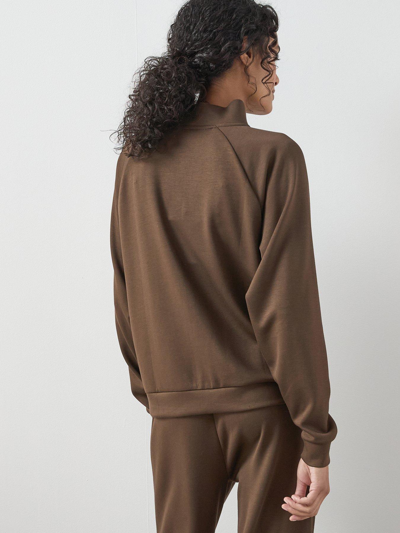 Image 6 of 6 of The Very Collection High Neck Zip Through Loungewear Set - Brown