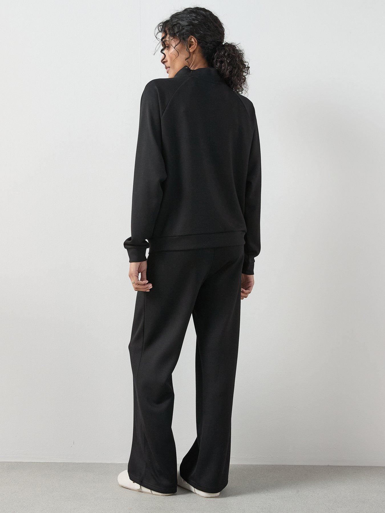  image of the-very-collection-high-neck-zip-through-loungewear-set-black