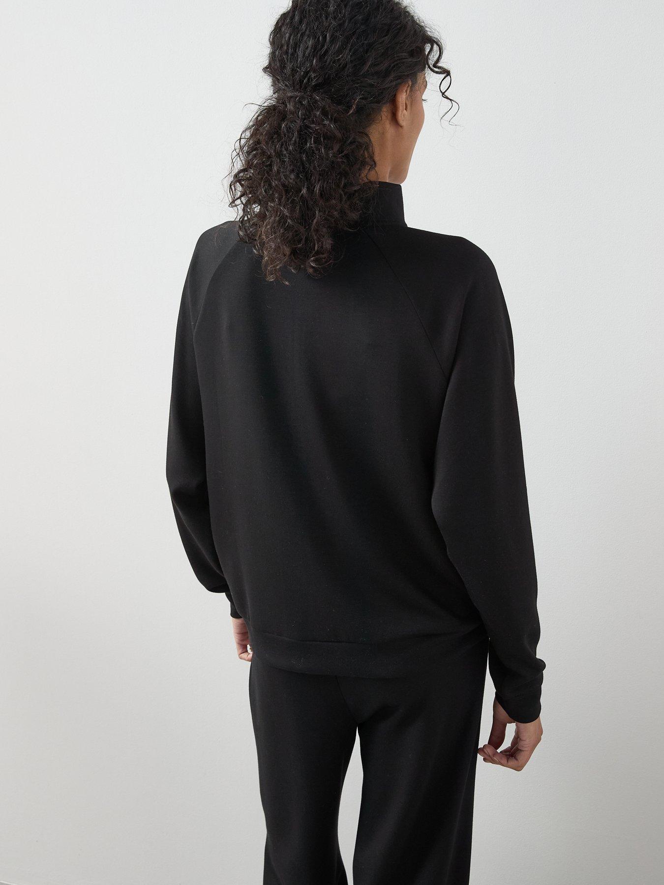  image of the-very-collection-high-neck-zip-through-loungewear-set-black