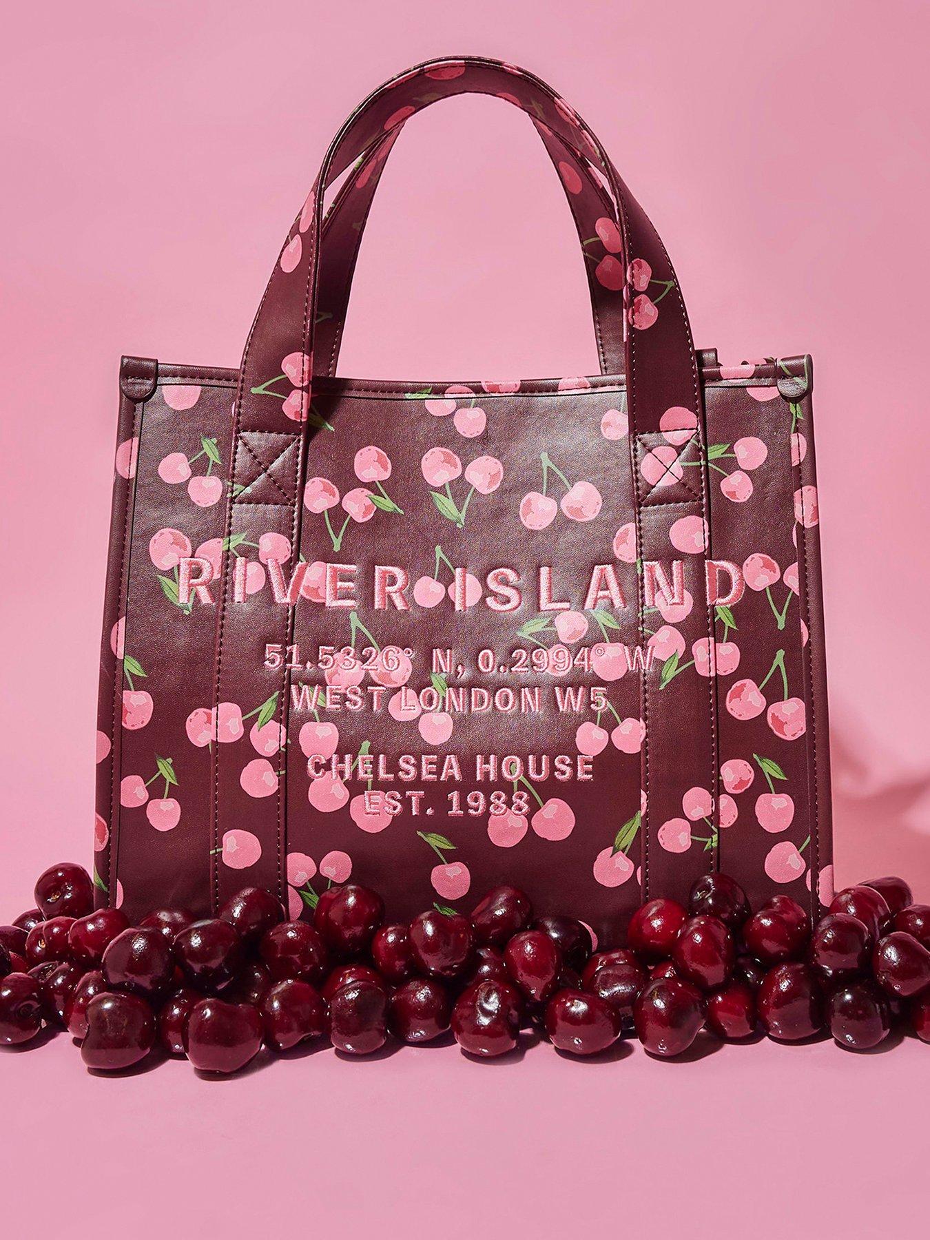undefined Medium Cherry Debossed Tote Bag - Red