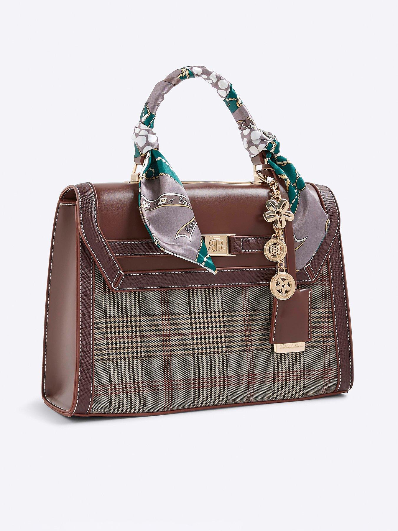  image of river-island-check-lady-tote-bag-brown