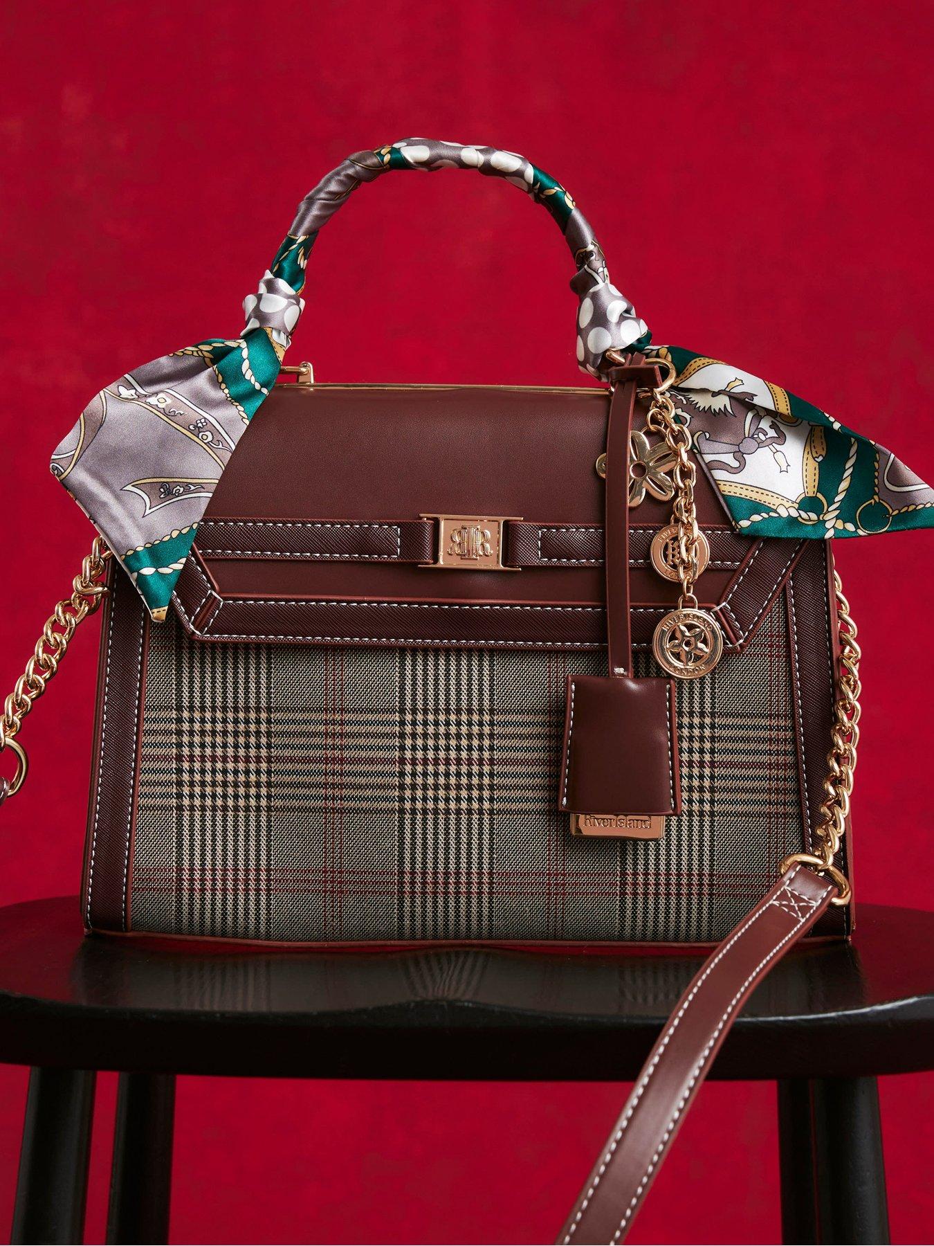  image of river-island-check-lady-tote-bag-brown