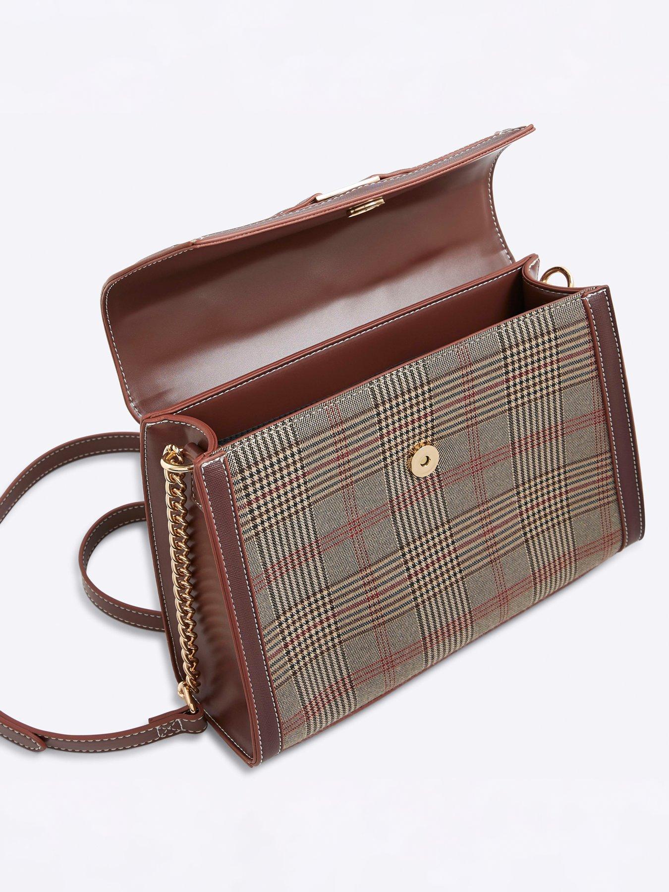  image of river-island-check-lady-tote-bag-brown