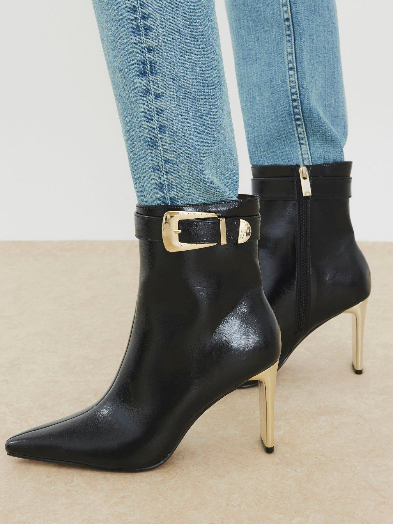 undefined Metal Heel Point Toe Boot - Black
