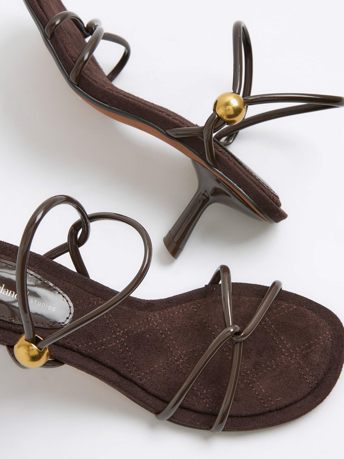 Image 6 of 6 of River Island Strappy Trim Sandal - Brown