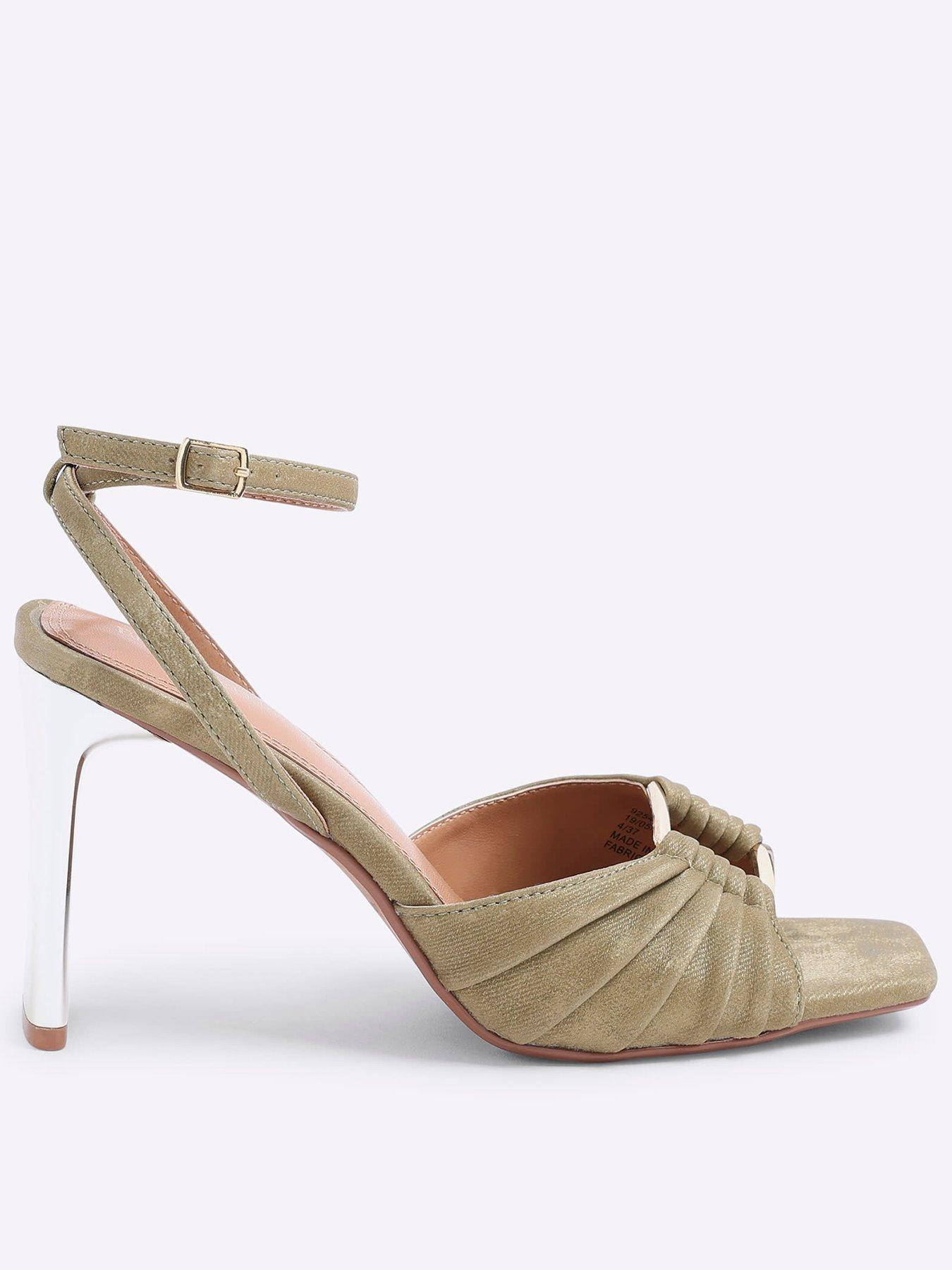 River Island Pleated Ring Heeled Sandals - Green