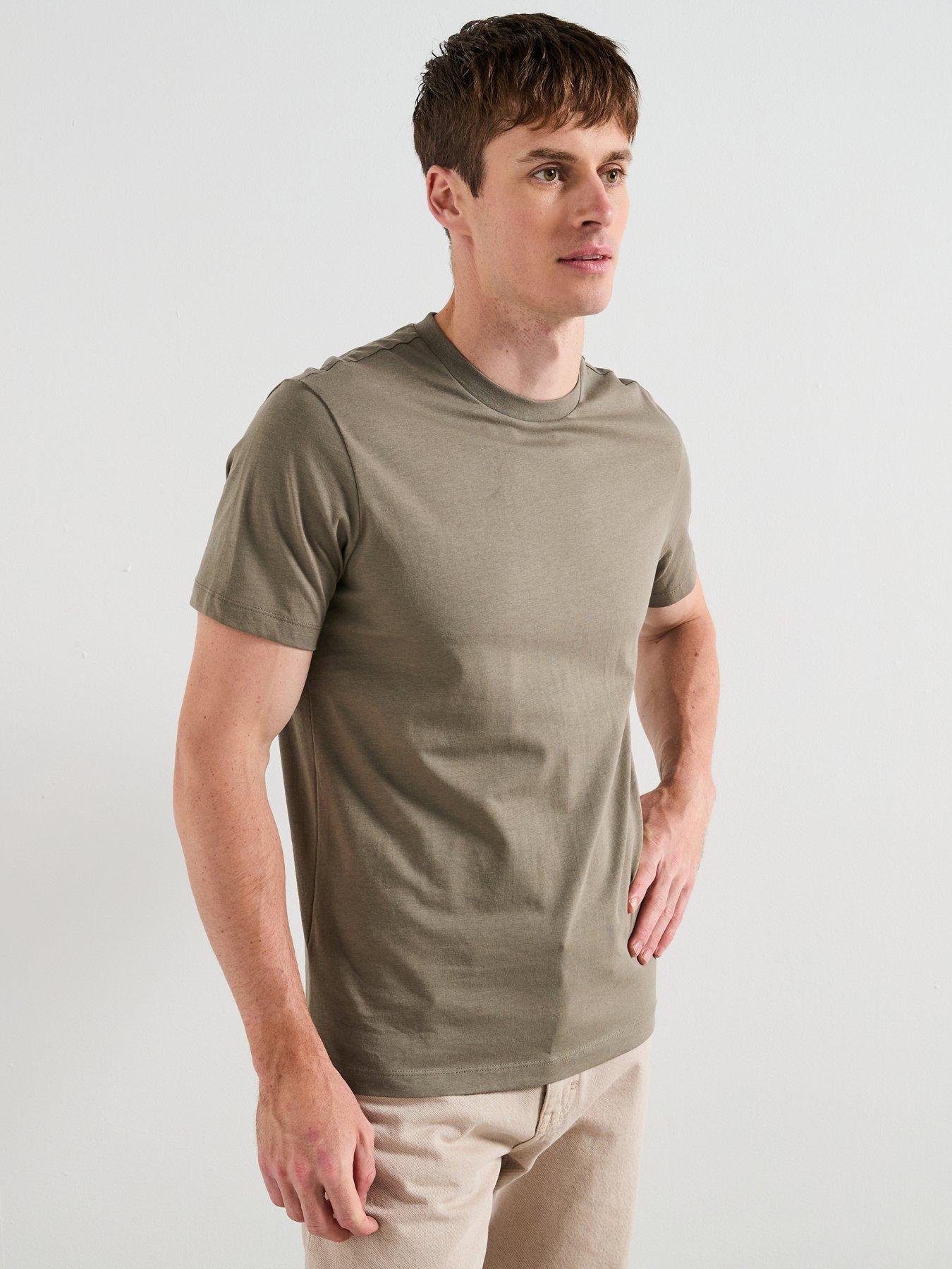 front image of mango-cherlo-cotton-crew-neck-short-sleeve-t-shirt-dark-green