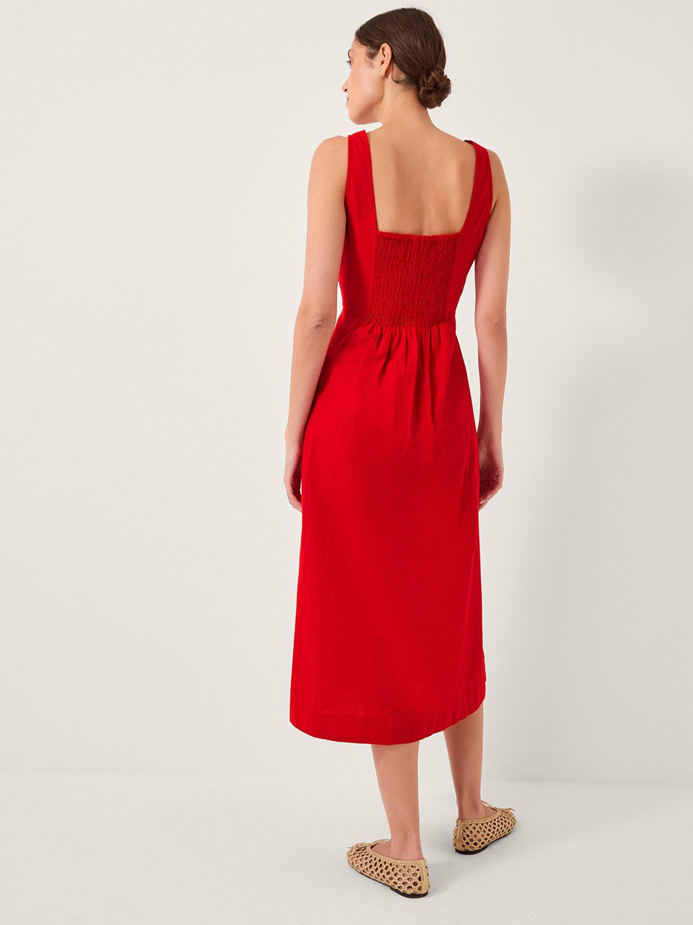 Image 2 of 4 of Monsoon Nell Button Dress - Red