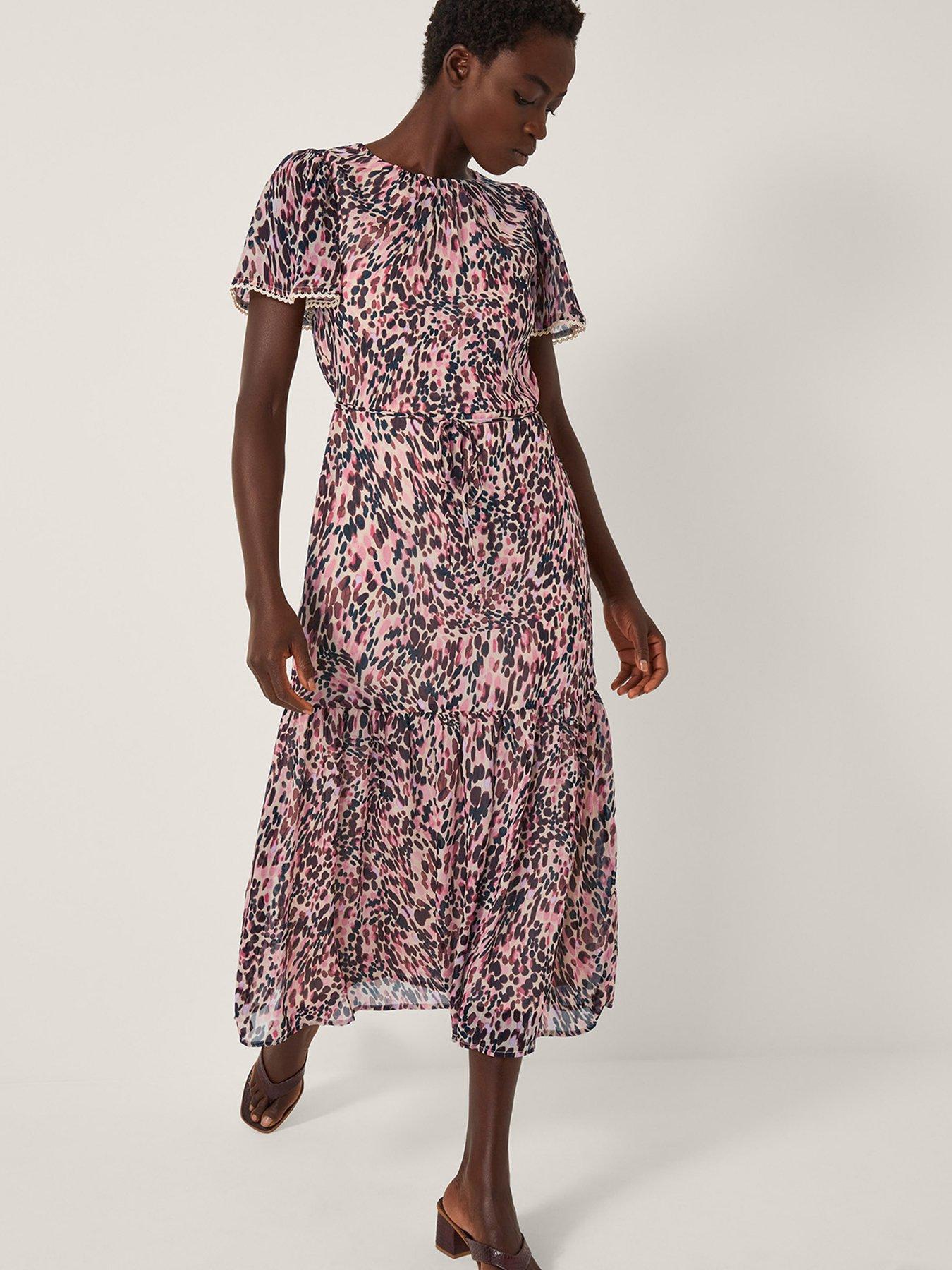 Image 1 of 3 of Monsoon Sisi Animal Dress - Pink