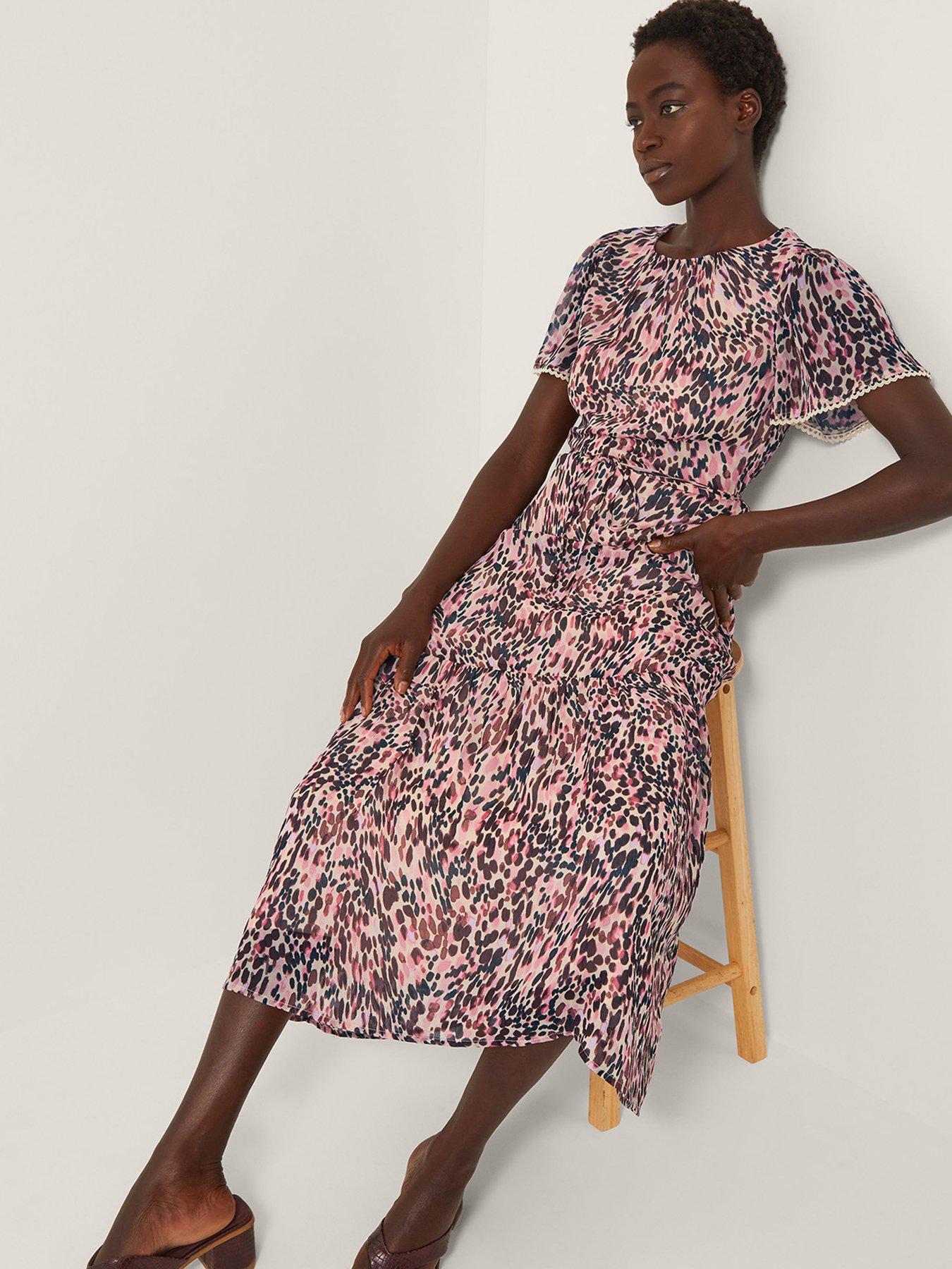 Image 2 of 3 of Monsoon Sisi Animal Dress - Pink