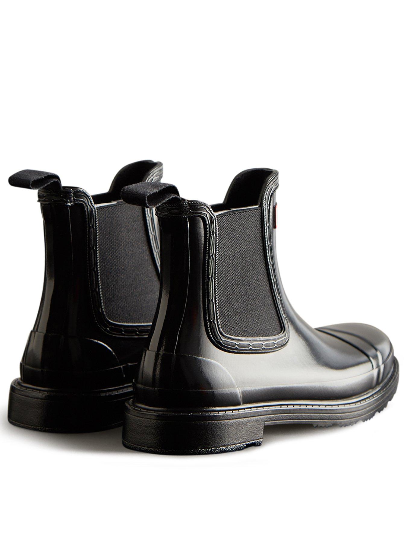 Image 3 of 4 of Hunter Chelsea Commando Gloss Wellington Boot- Black