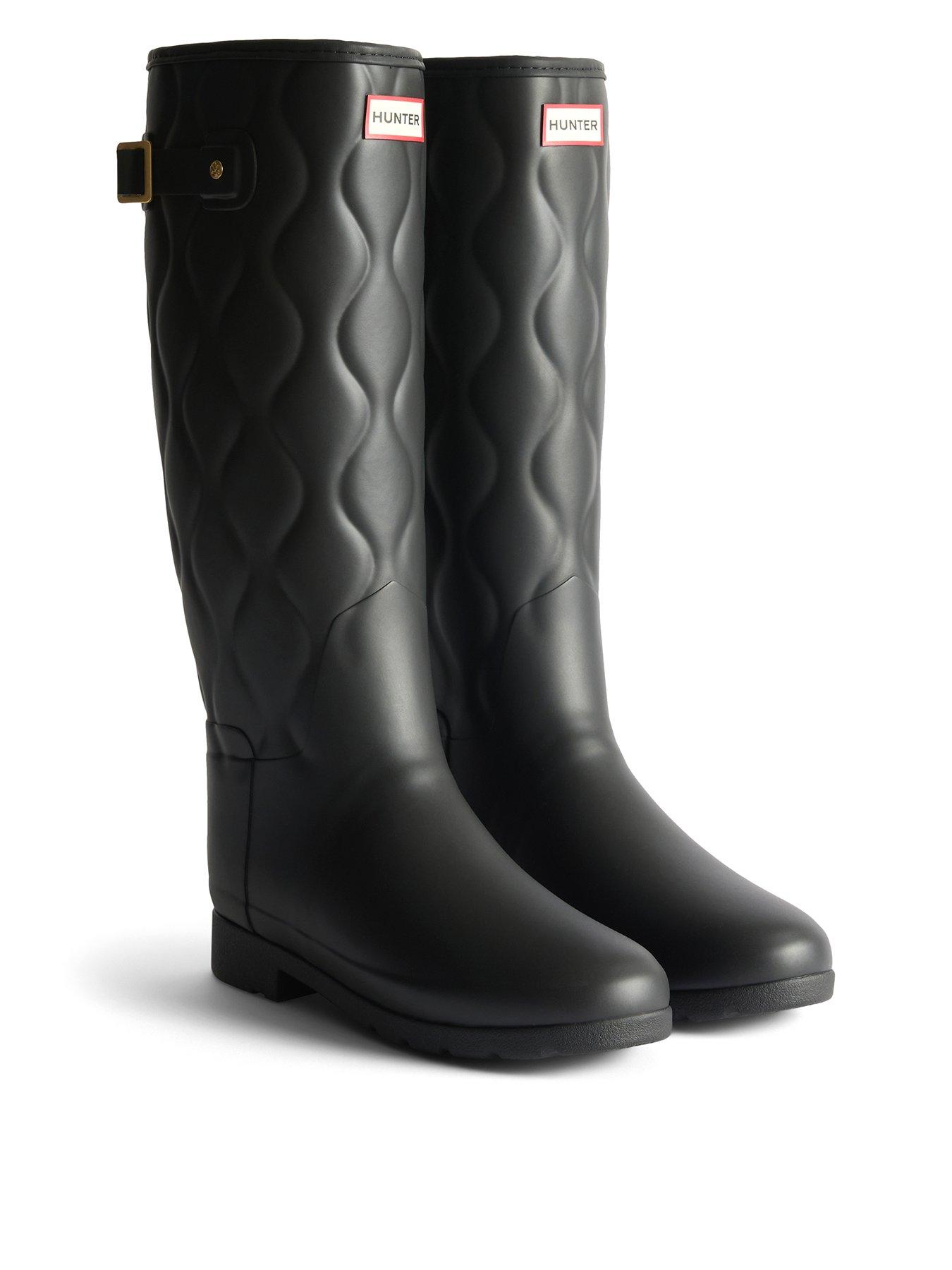 Hunter Originals Refined Tall Onion Quilt Wellington Boot- Black