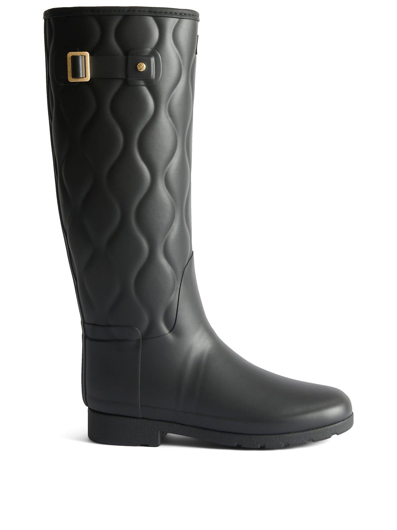  image of hunter-originals-refined-tall-onion-quilt-wellington-boot--black