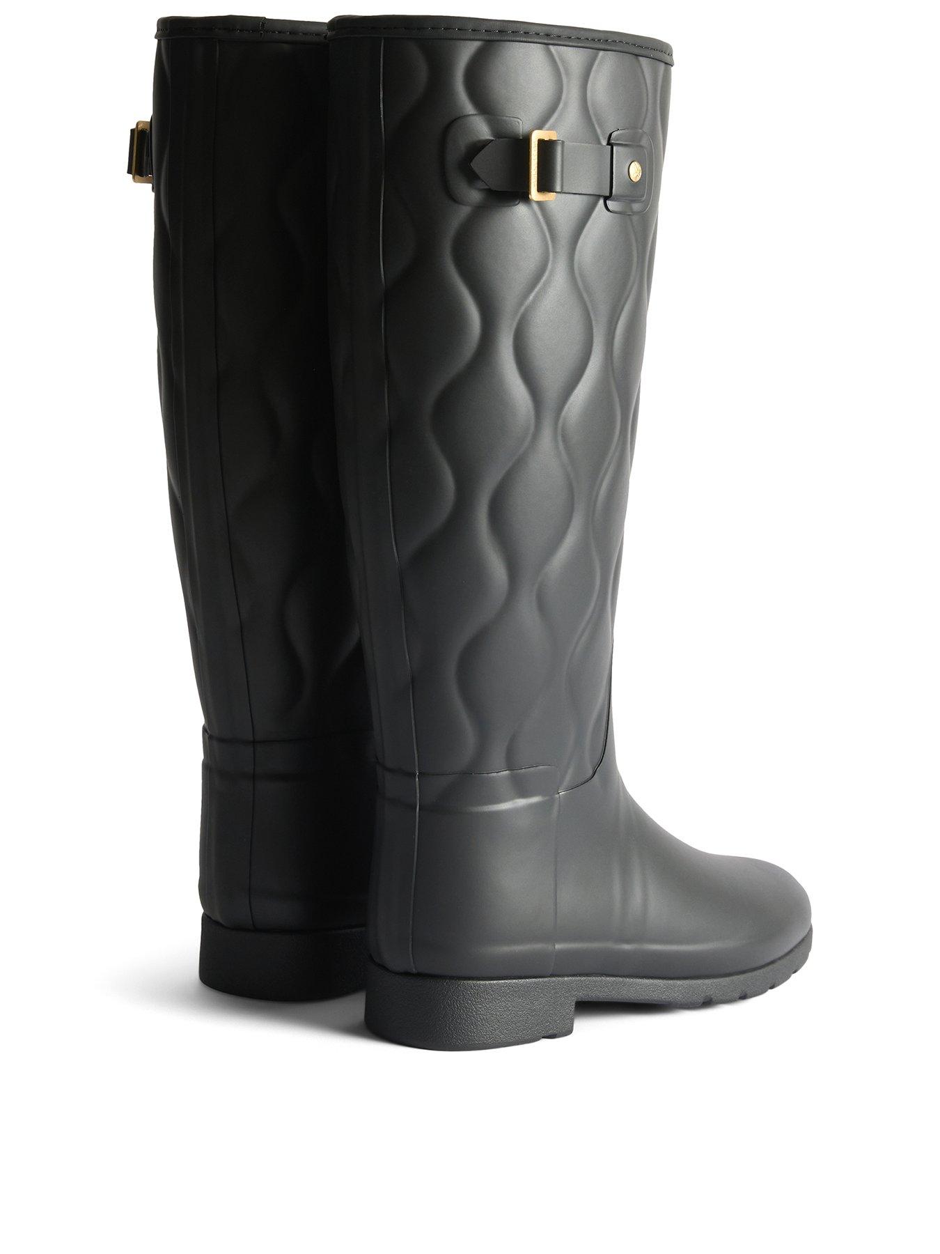  image of hunter-originals-refined-tall-onion-quilt-wellington-boot--black