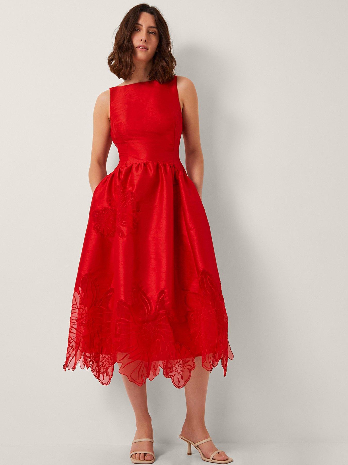  image of monsoon-frida-cutwork-dress-red