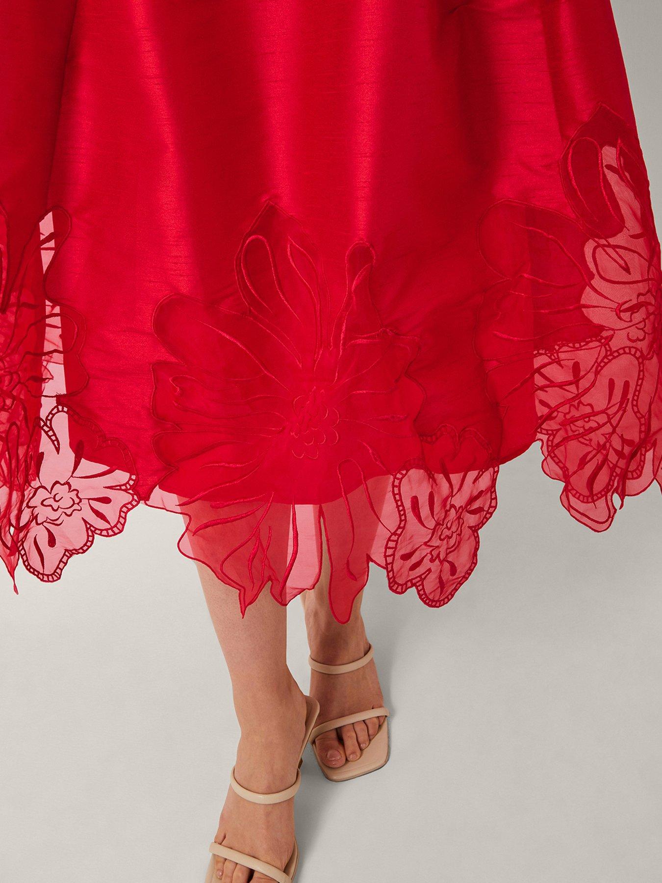  image of monsoon-frida-cutwork-dress-red