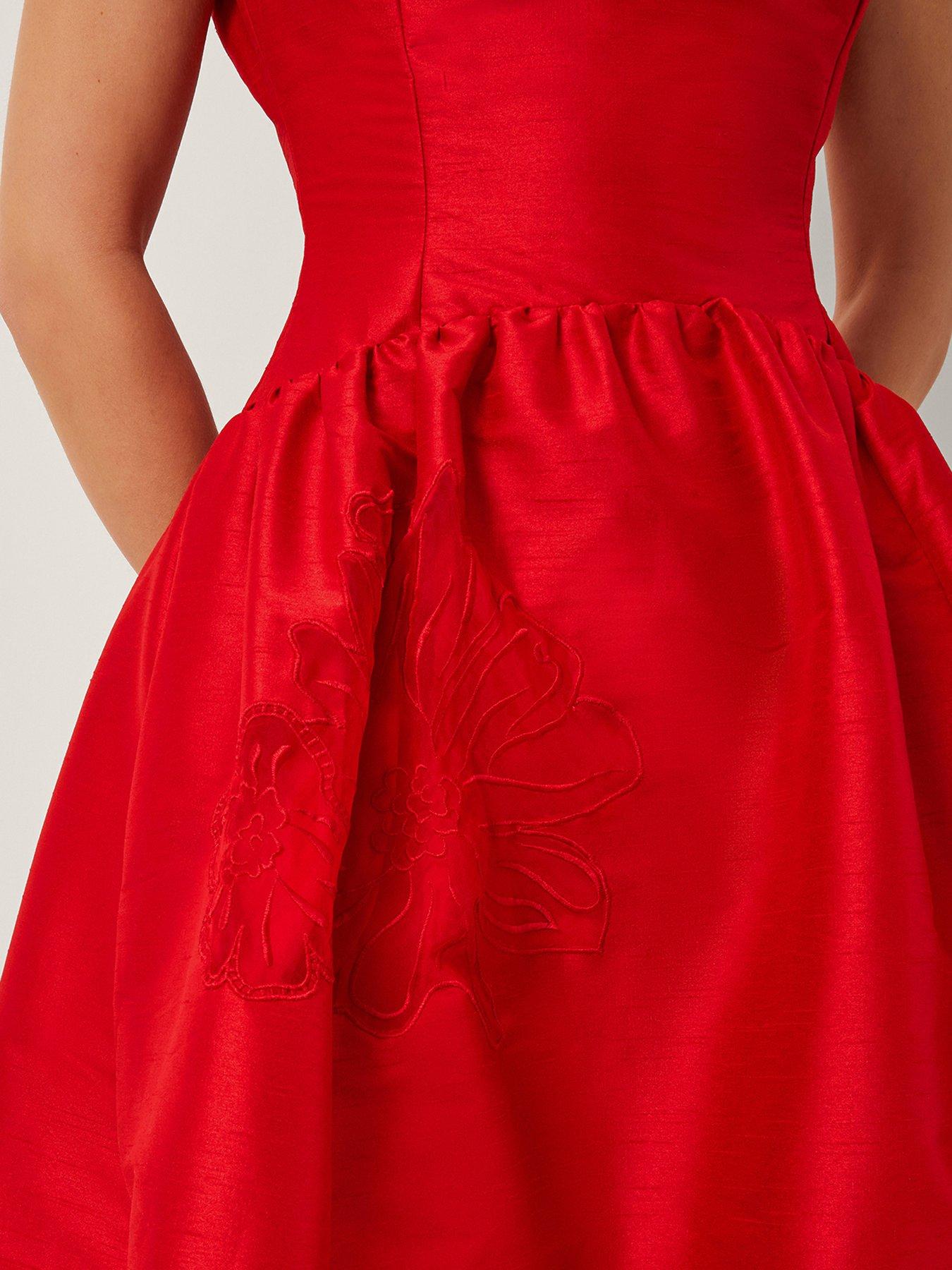  image of monsoon-frida-cutwork-dress-red