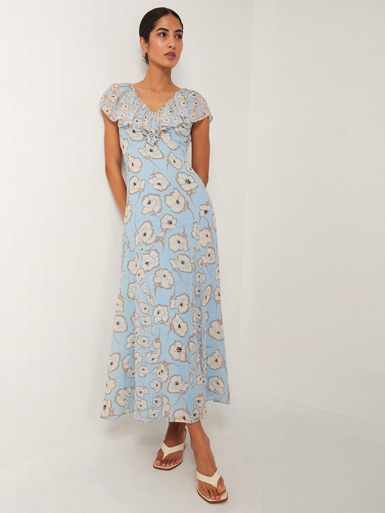undefined Chloe Ruffle Dress - Blue