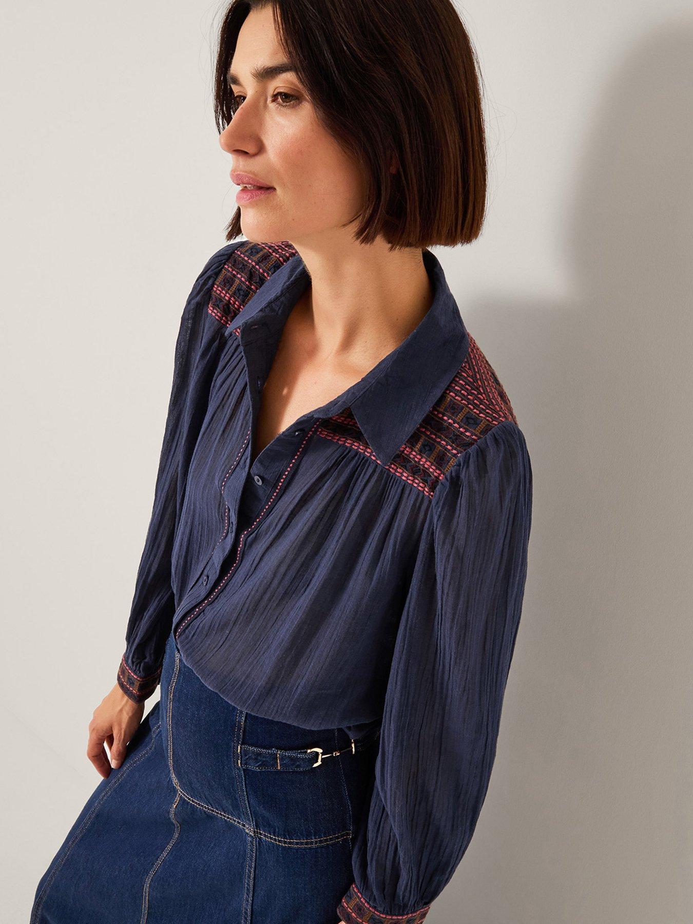  image of monsoon-felicity-embroidered-shirt-navy