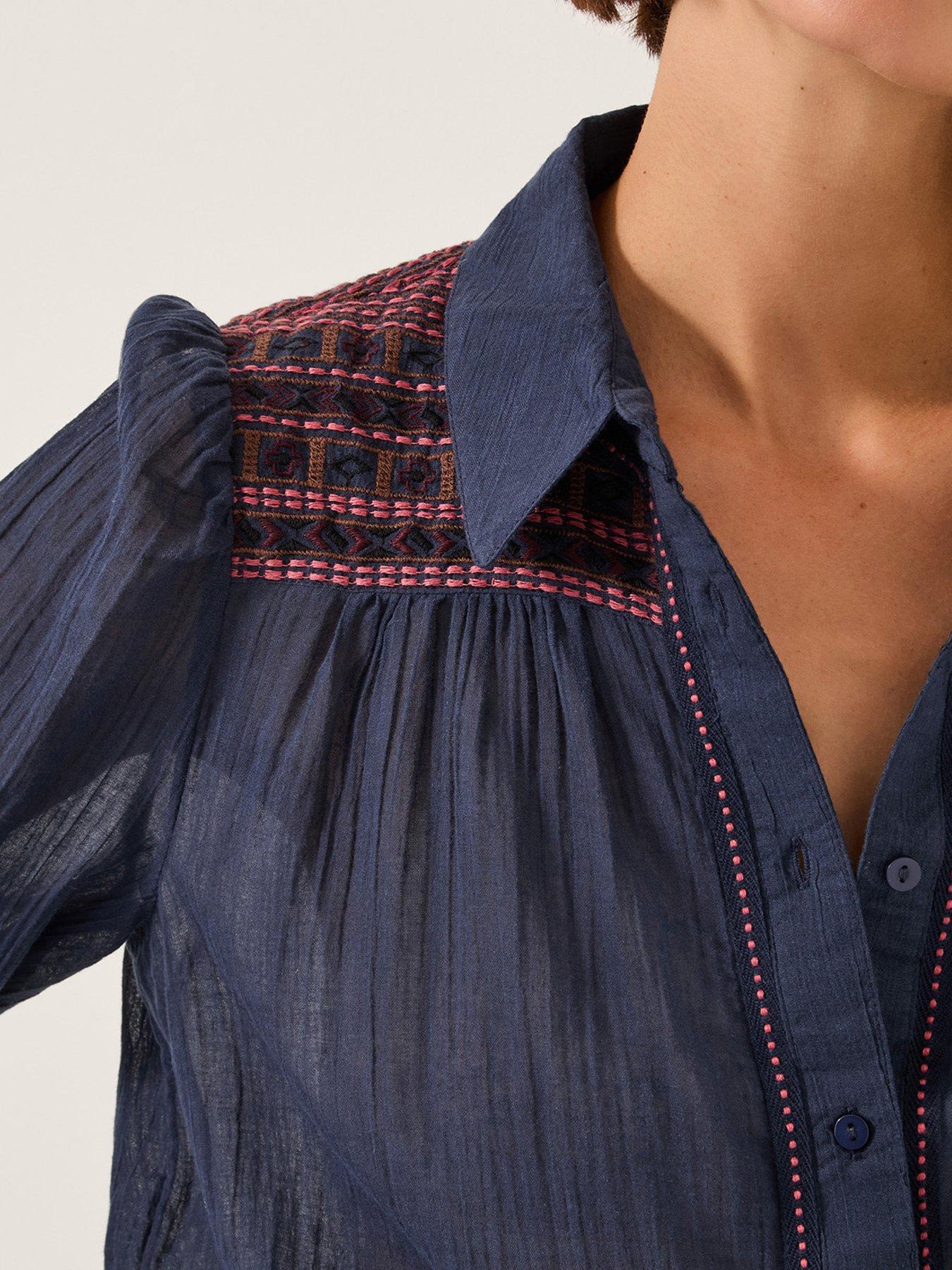  image of monsoon-felicity-embroidered-shirt-navy